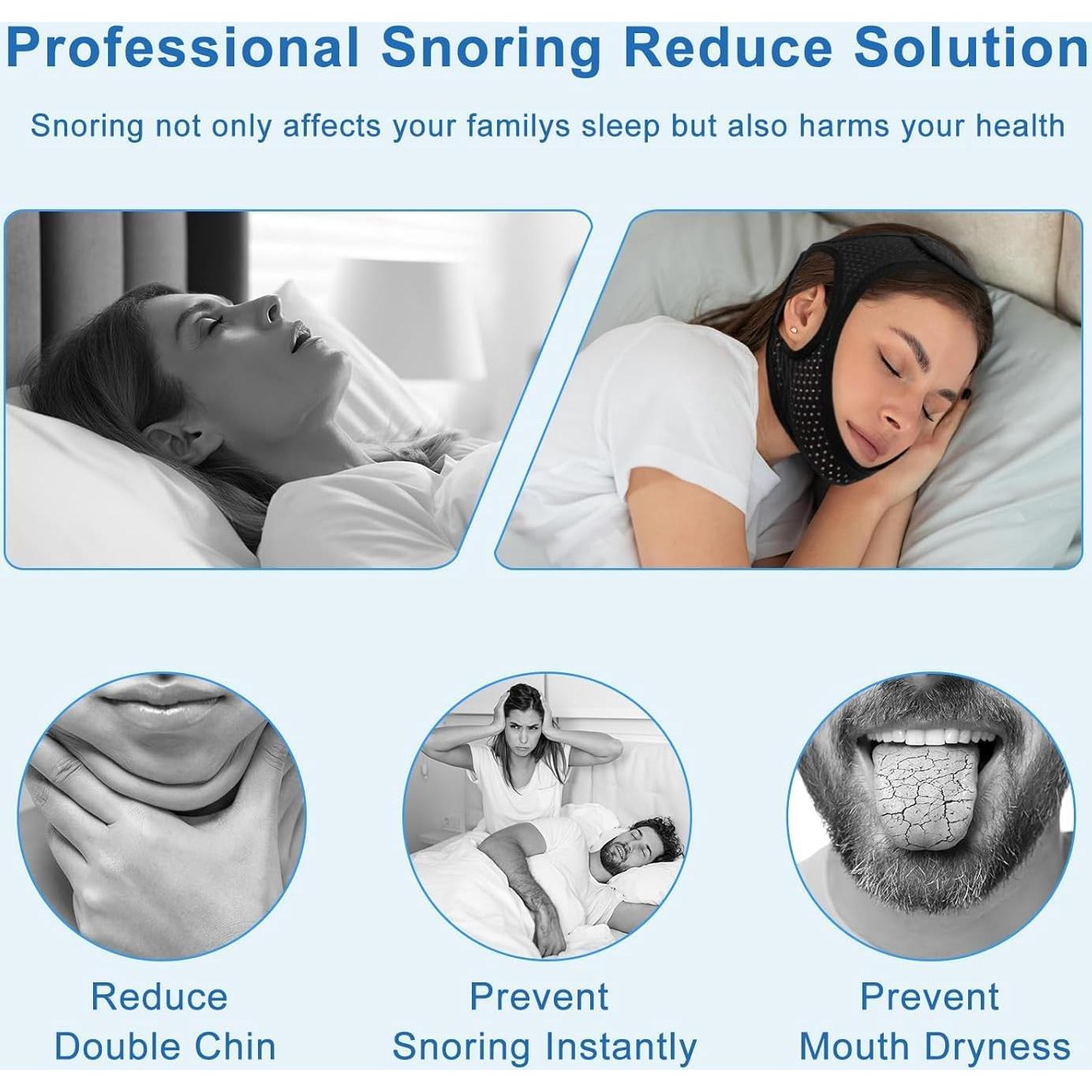 Correa para Barbilla Anti Ronquidos AIR BLOW Ajustable Negra