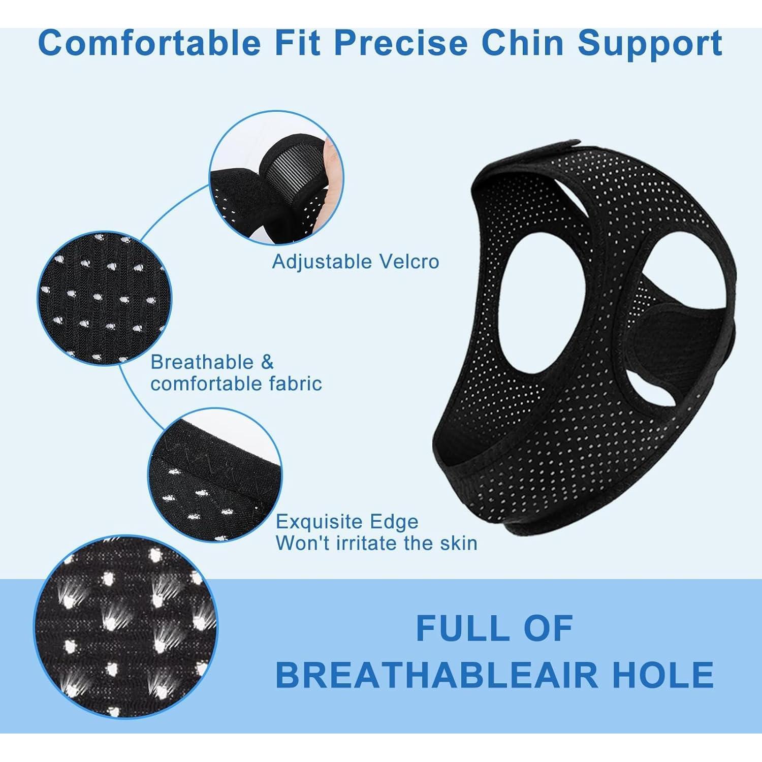 Correa para Barbilla Anti Ronquidos AIR BLOW Ajustable Negra