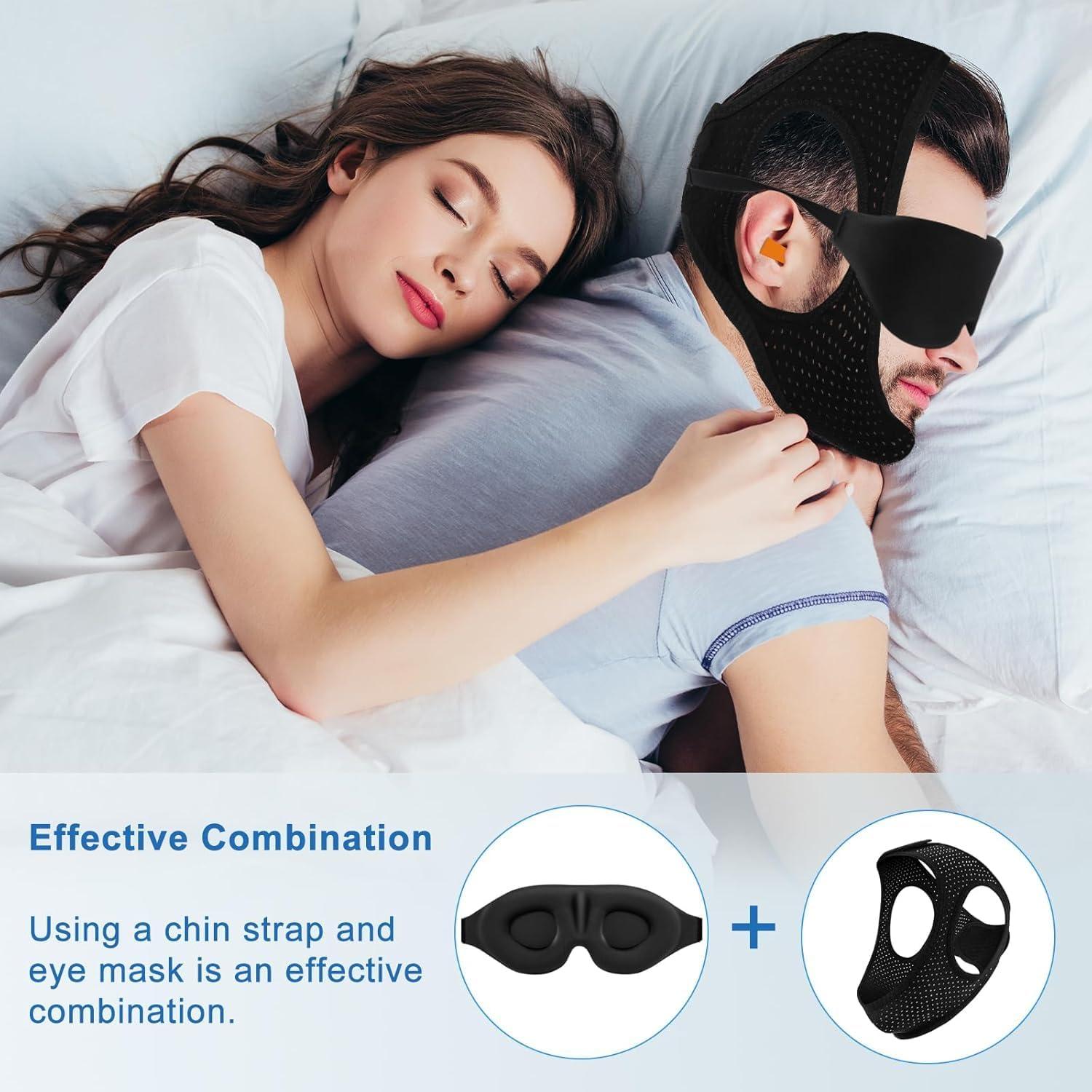 Correa para Barbilla Anti Ronquidos AIR BLOW Ajustable Negra