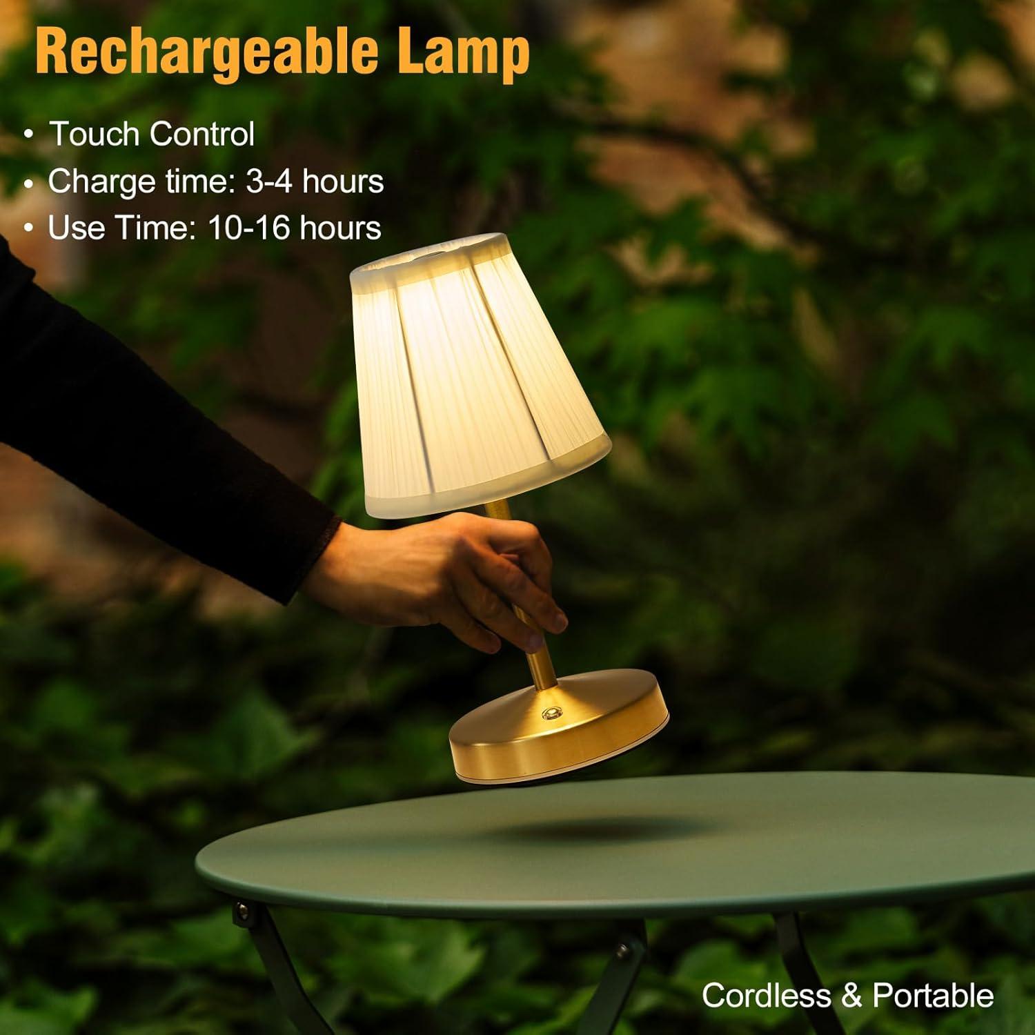 Lámpara Mini Inalámbrica KPSHINE Dorada 3000 mAh Regulable 3 Temperaturas