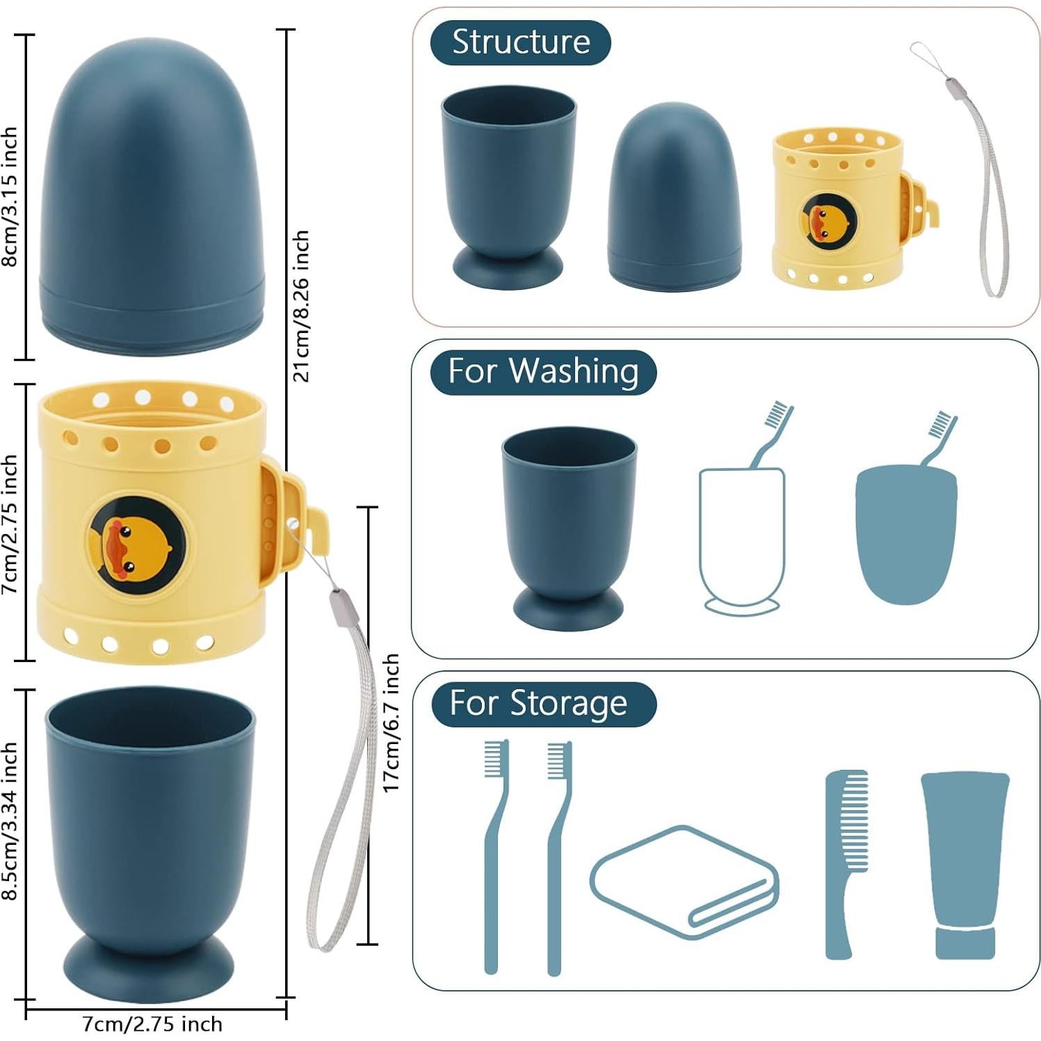 Estuche de Cepillo de Dientes Pwsap Azul 3 en 1 para Viaje