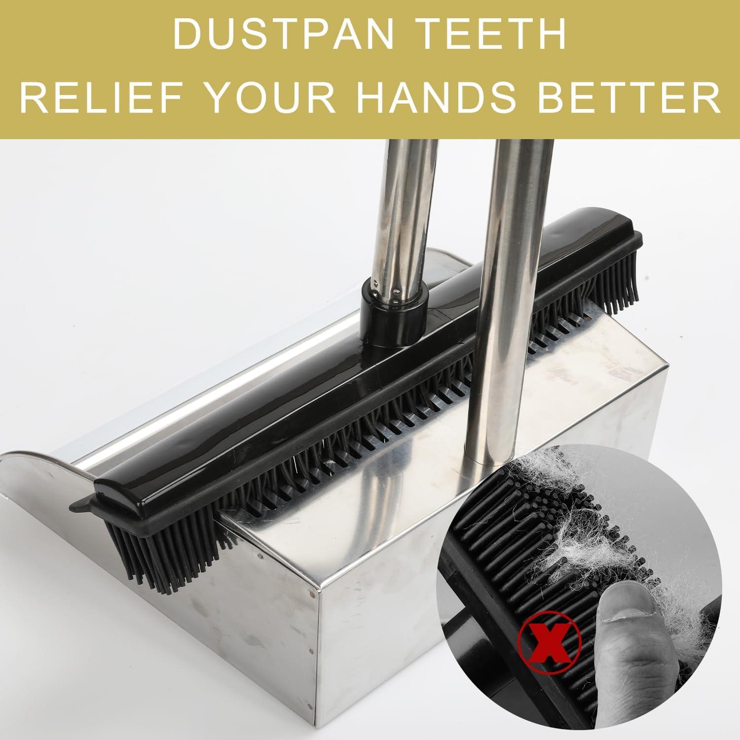 Juego de Escoba de Goma y Recogedor CHANHOO 1.4 kg Negro