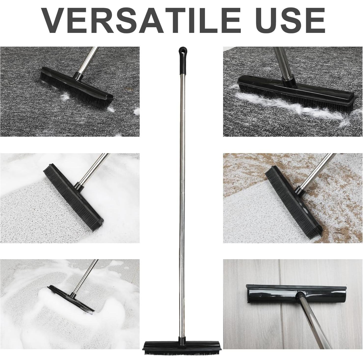 Juego de Escoba de Goma y Recogedor CHANHOO 1.4 kg Negro