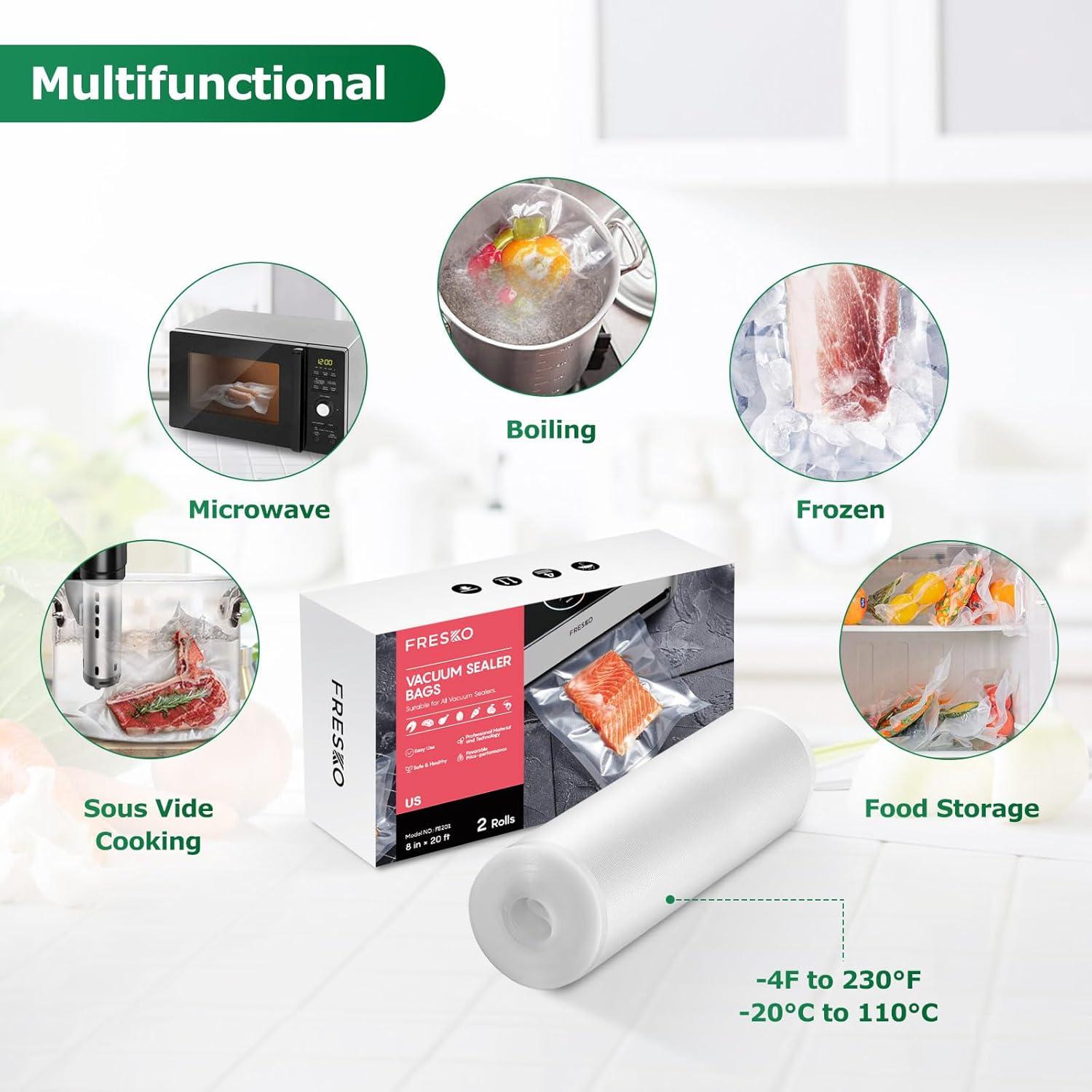 Bolsas de Sellado al Vacío Fresko 20.32cm x 6.1m - 2 Rollos