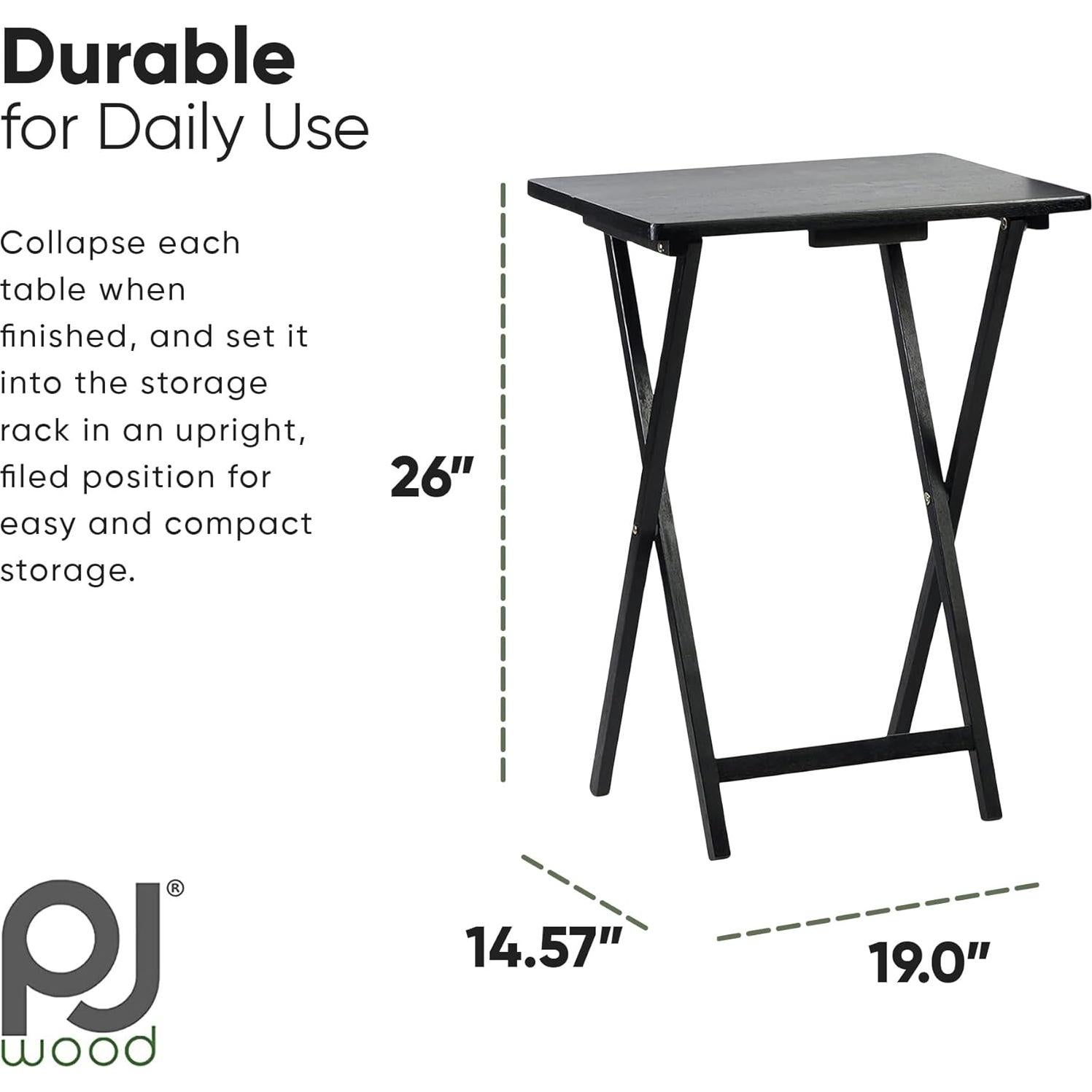 Juego de 5 Mesas Plegables de Madera PJ Wood Negro