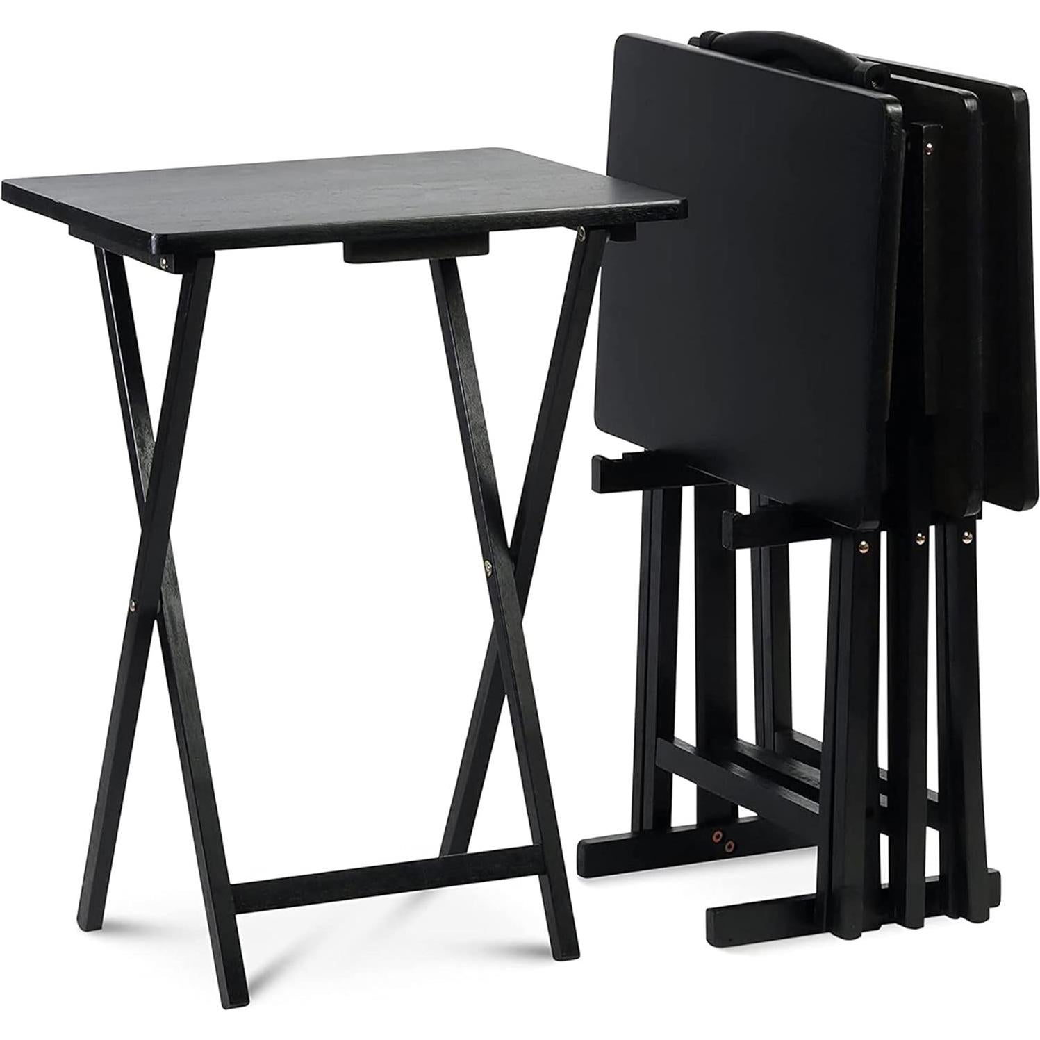 Juego de 5 Mesas Plegables de Madera PJ Wood Negro