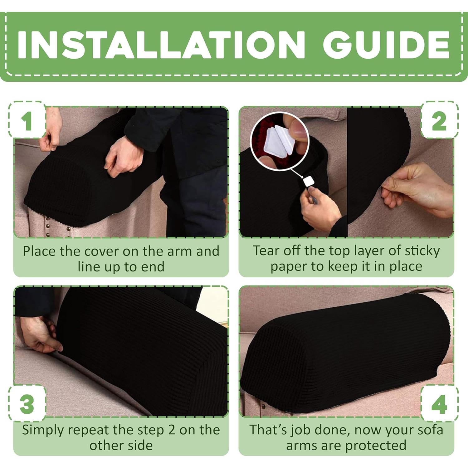 Fundas elásticas para brazos de sofá EDENATURE - Negro - Paquete de 2