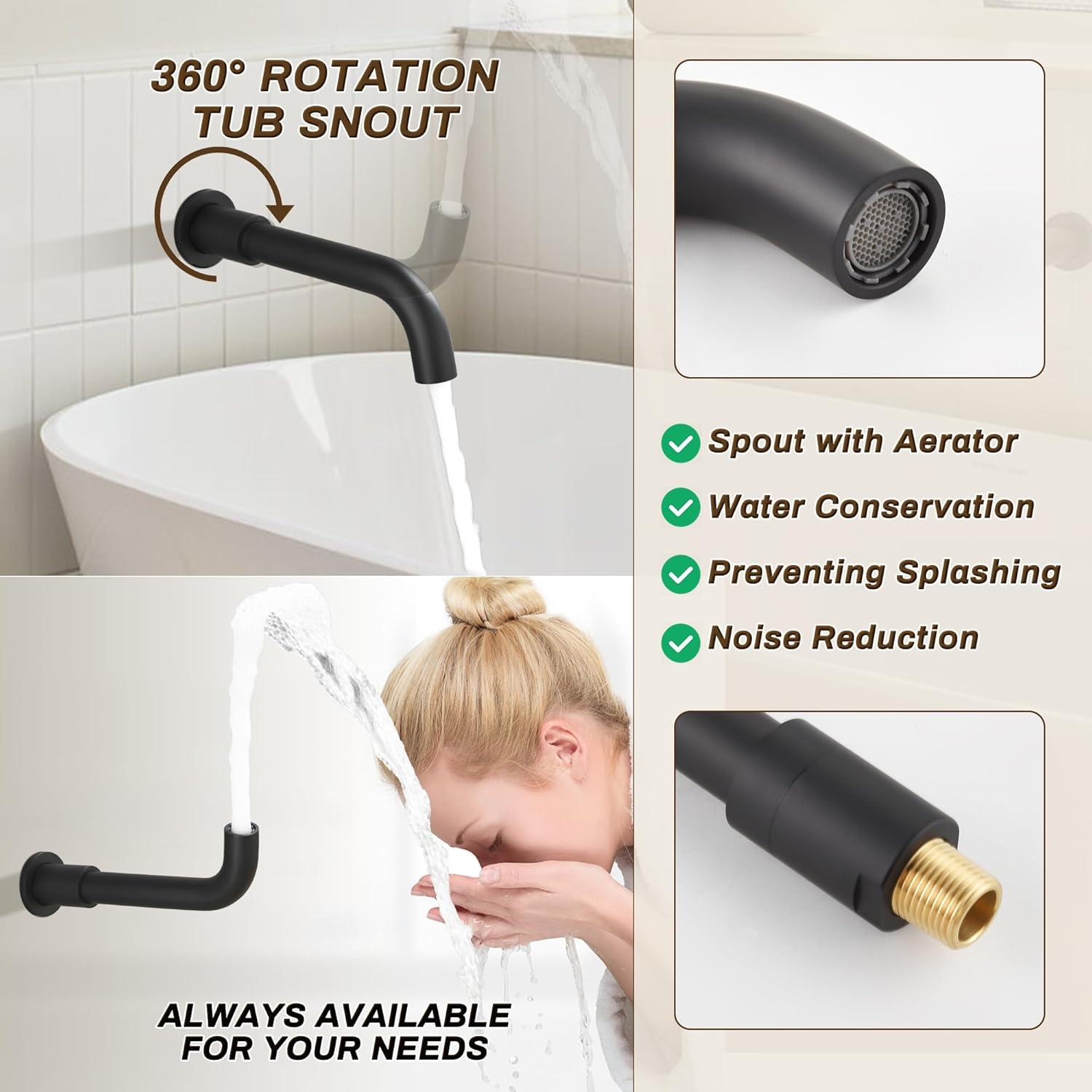 Sistema de Ducha de Lluvia Tomfaucet 10" Negro Mate 3 Funciones