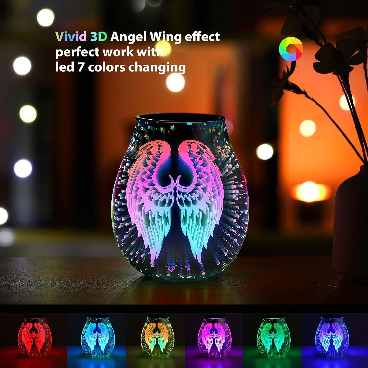 Calentador de Cera Eléctrico Inrorans Alas de Ángel 3D LED 7 Colores
