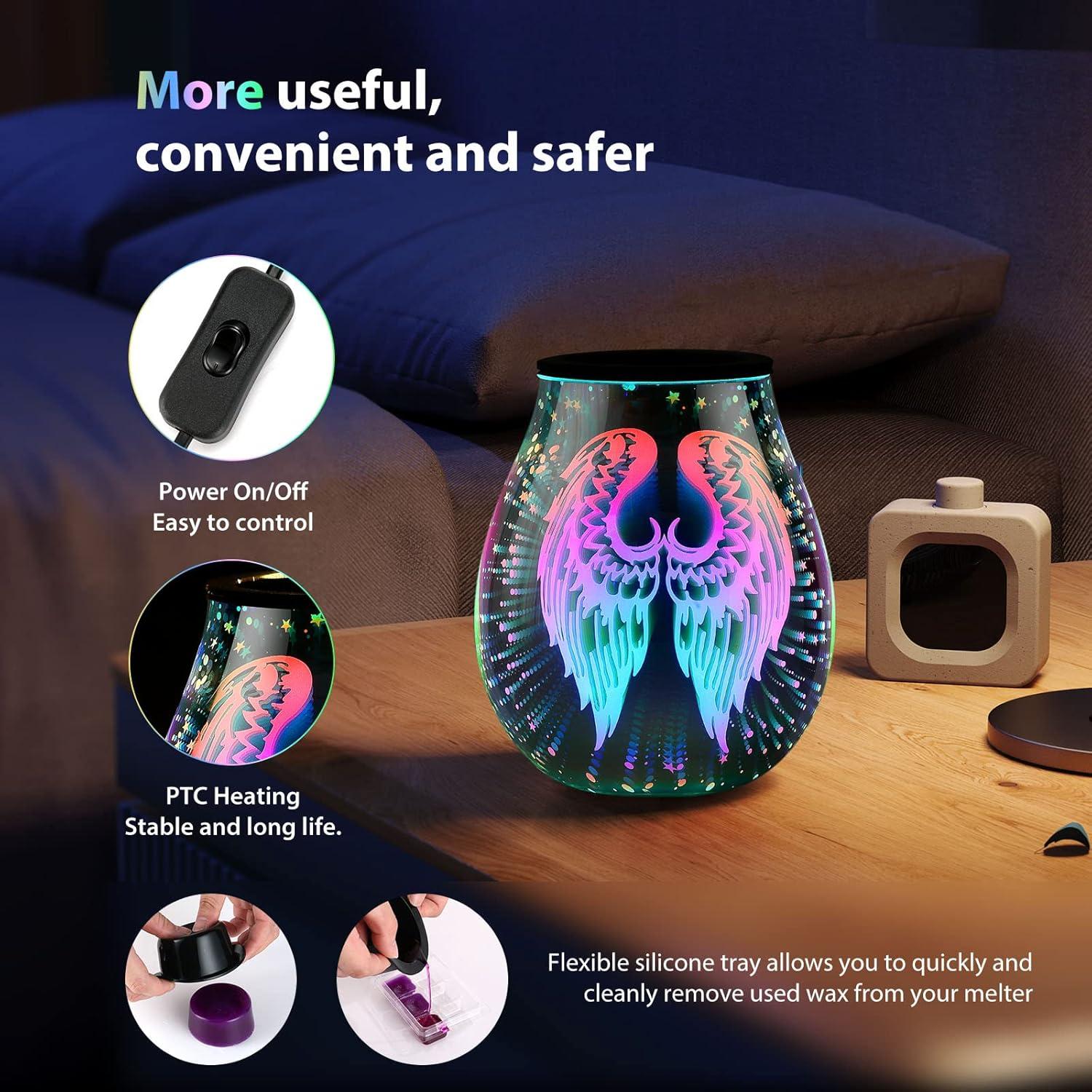 Calentador de Cera Eléctrico Inrorans Alas de Ángel 3D LED 7 Colores