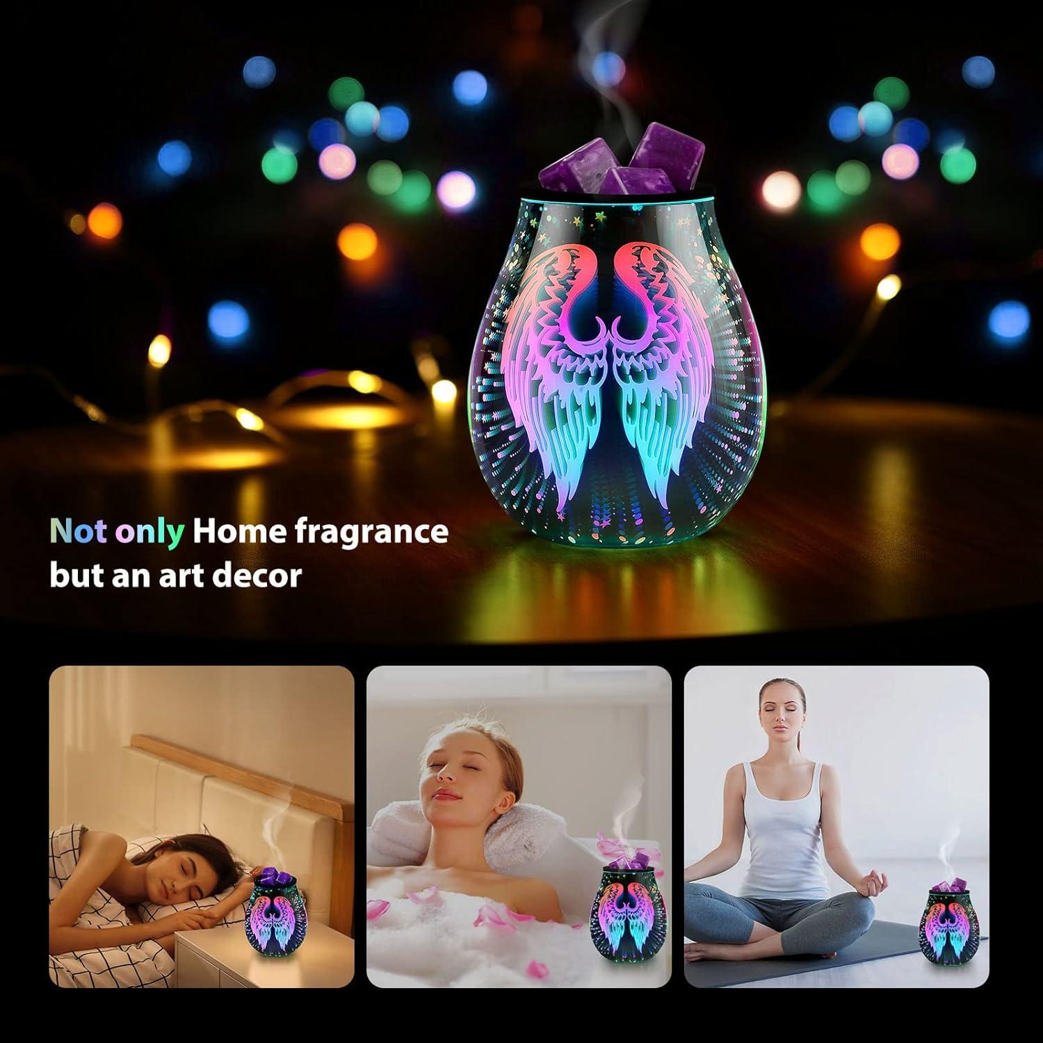 Calentador de Cera Eléctrico Inrorans Alas de Ángel 3D LED 7 Colores