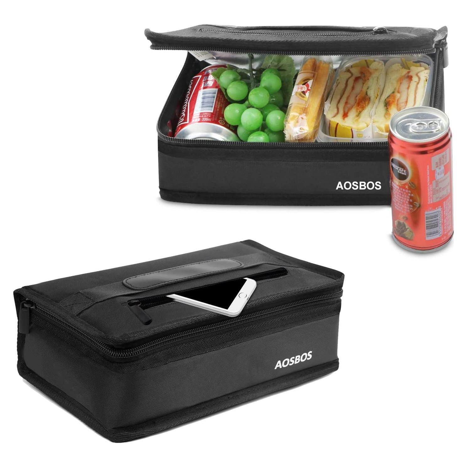 Bolsa de Almuerzo Aislada Aosbos Negra 25.9x15x8.9 cm