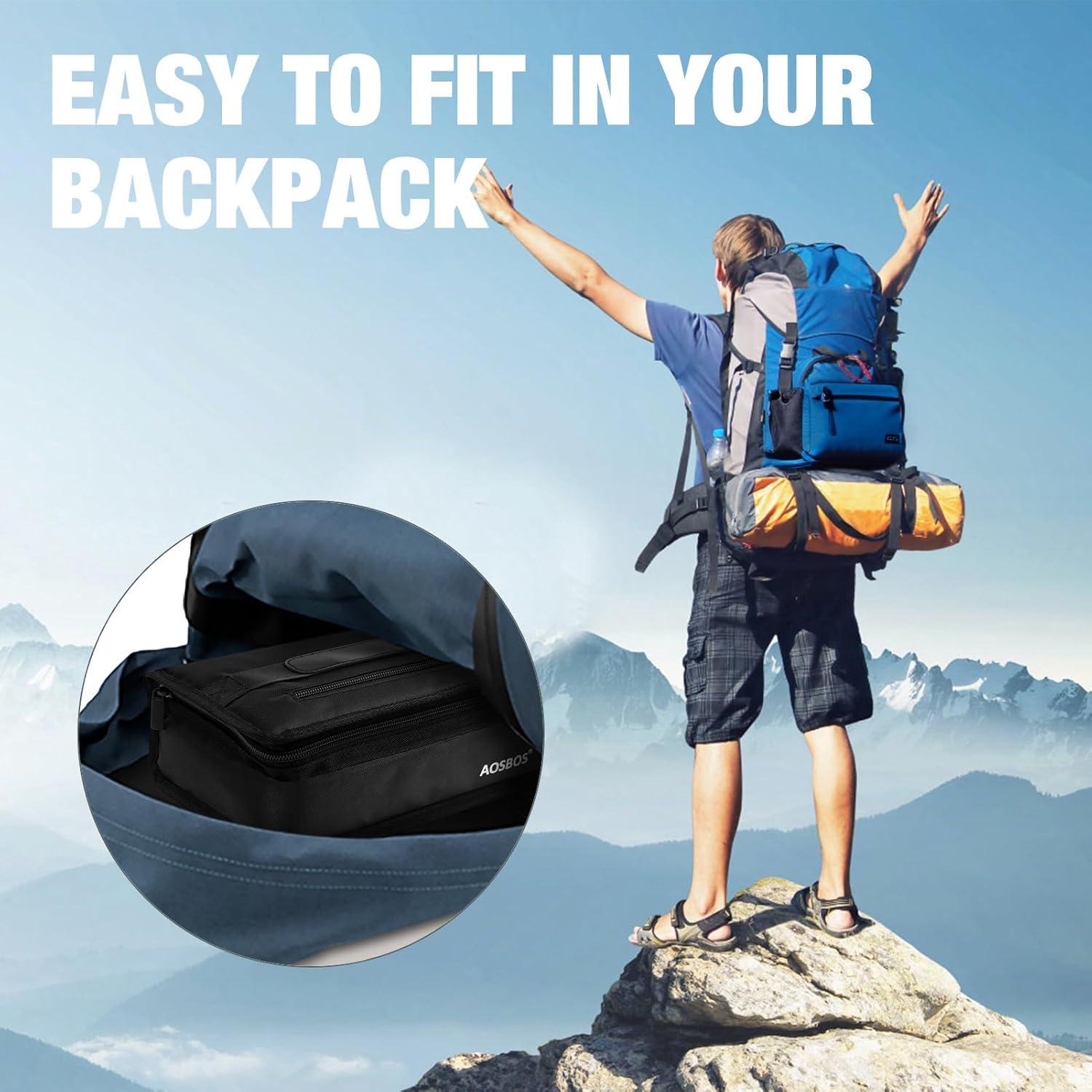 Bolsa de Almuerzo Aislada Aosbos Negra 25.9x15x8.9 cm