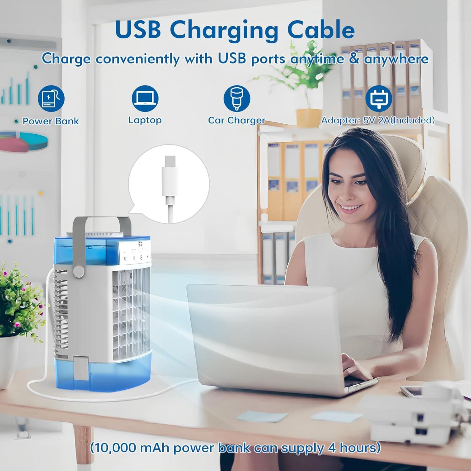 Acondicionador de Aire Portátil 3-en-1 Habseli CF-626R 1000ml