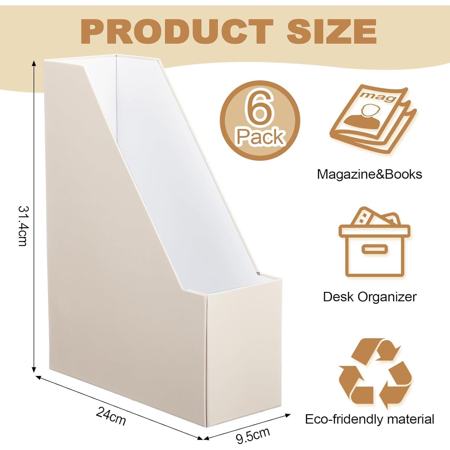 Conjunto de 6 Soportes para Revistas Feifeiya Beige Plegables