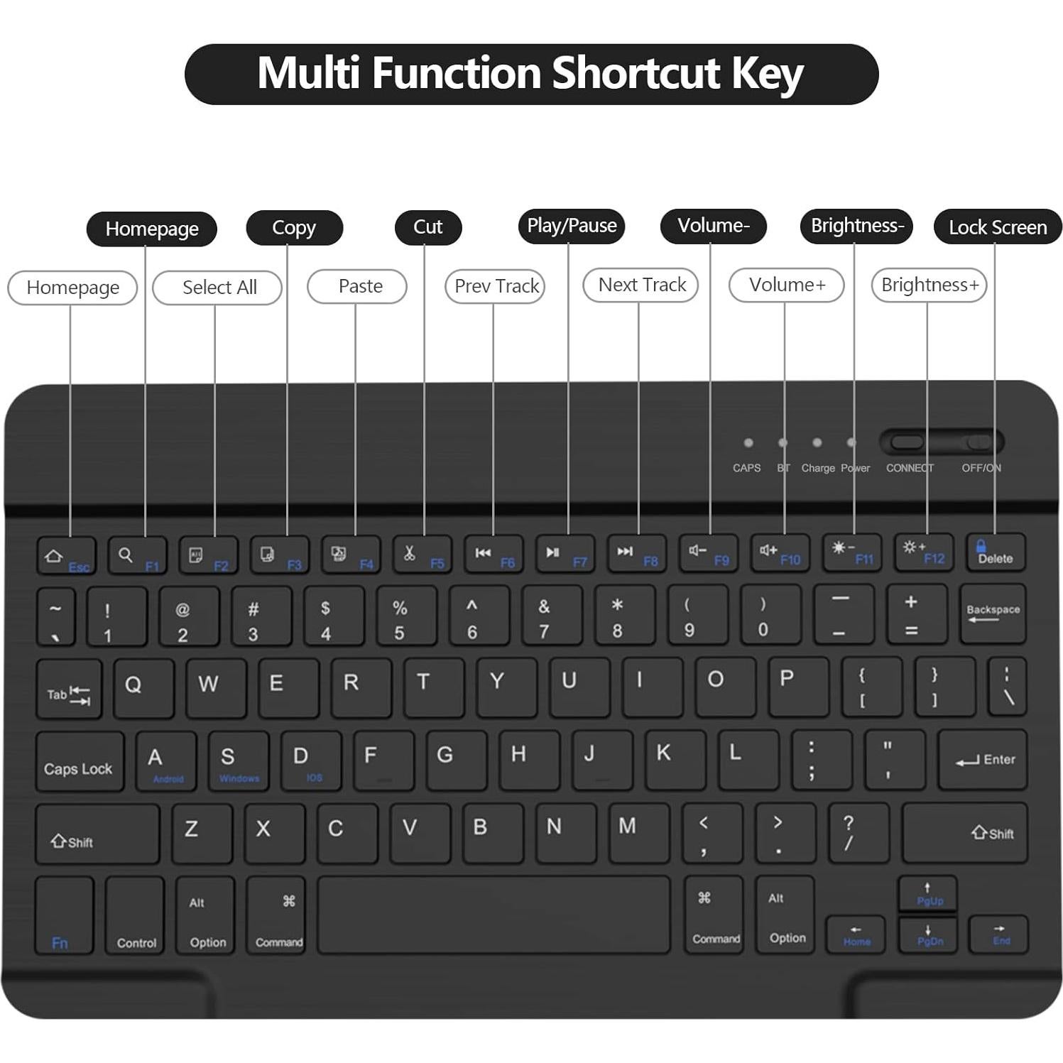 Funda de Teclado BQSS para iPad 10.2" 9ª/8ª/7ª Generación - Negro