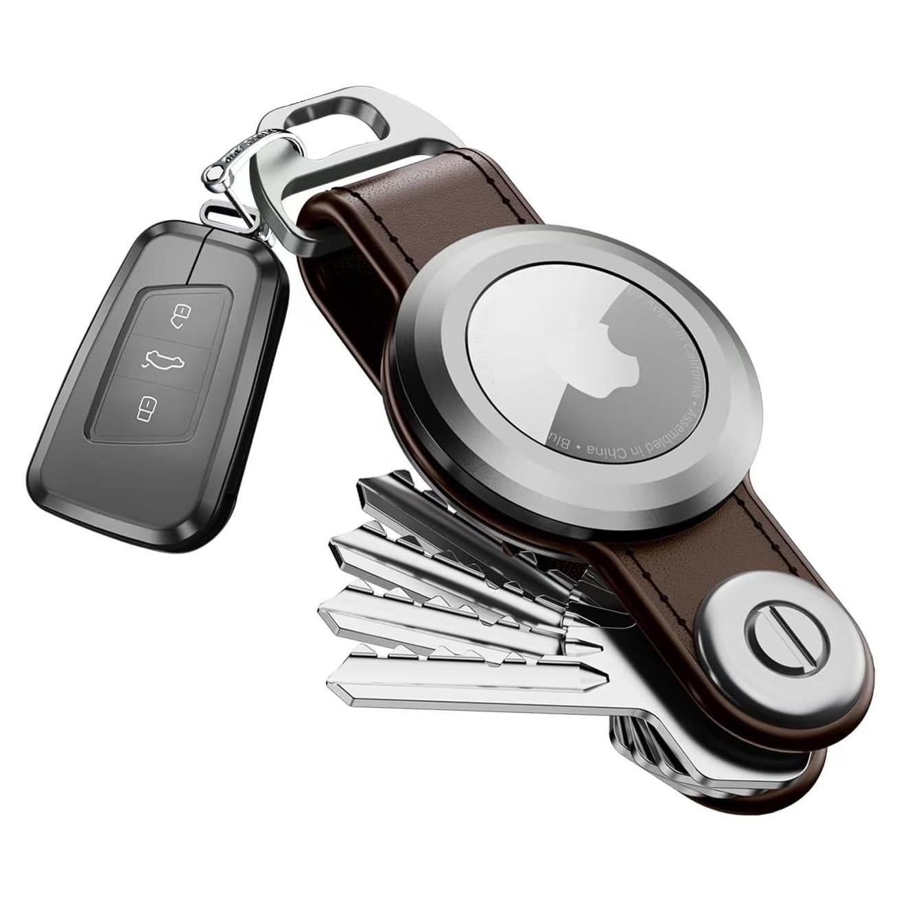 Organizador de Llaves con Soporte para AirTag Loovike - Cuero Marrón