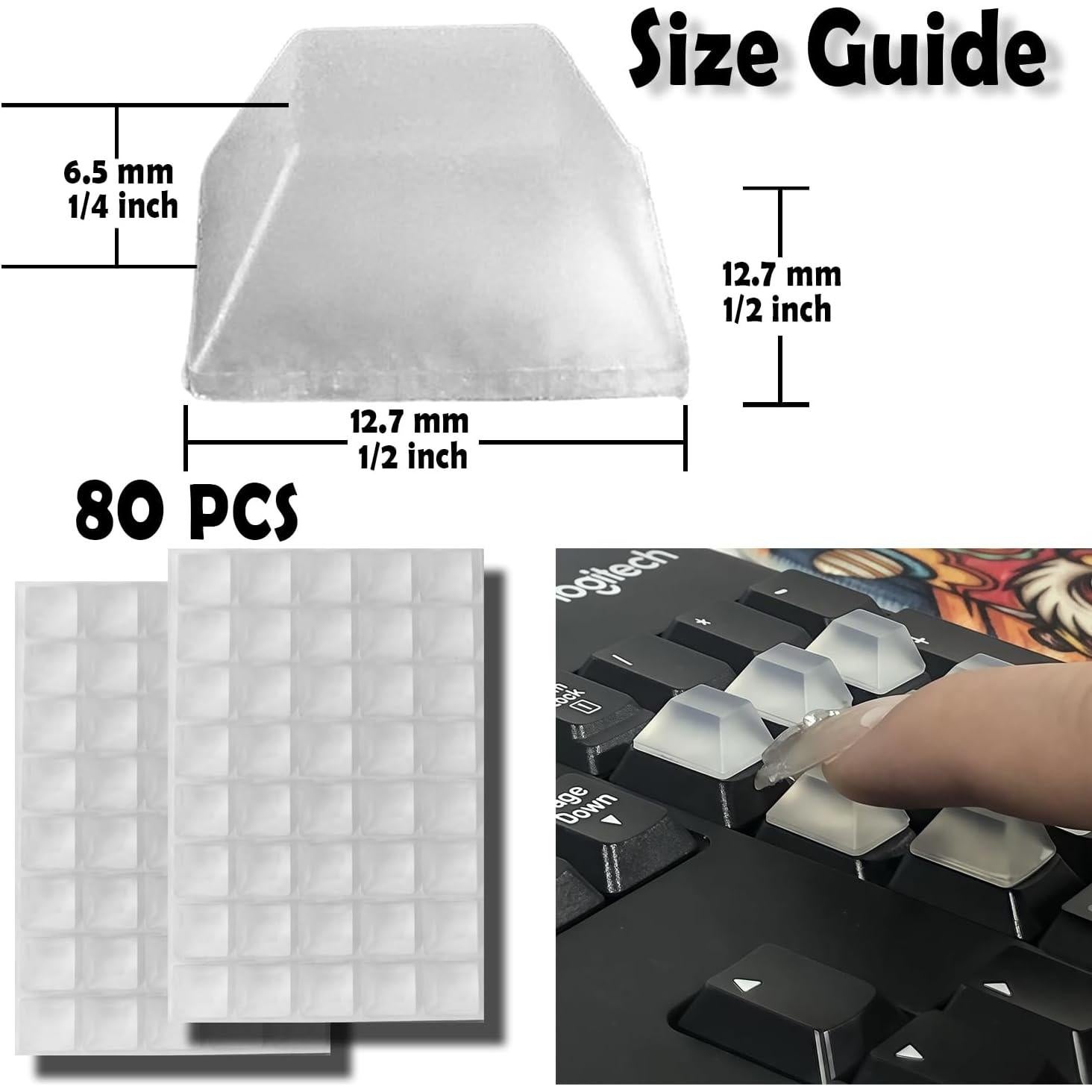 Almohadillas de Teclado de Silicona Adhesiva MERFUNTO 80 PCS