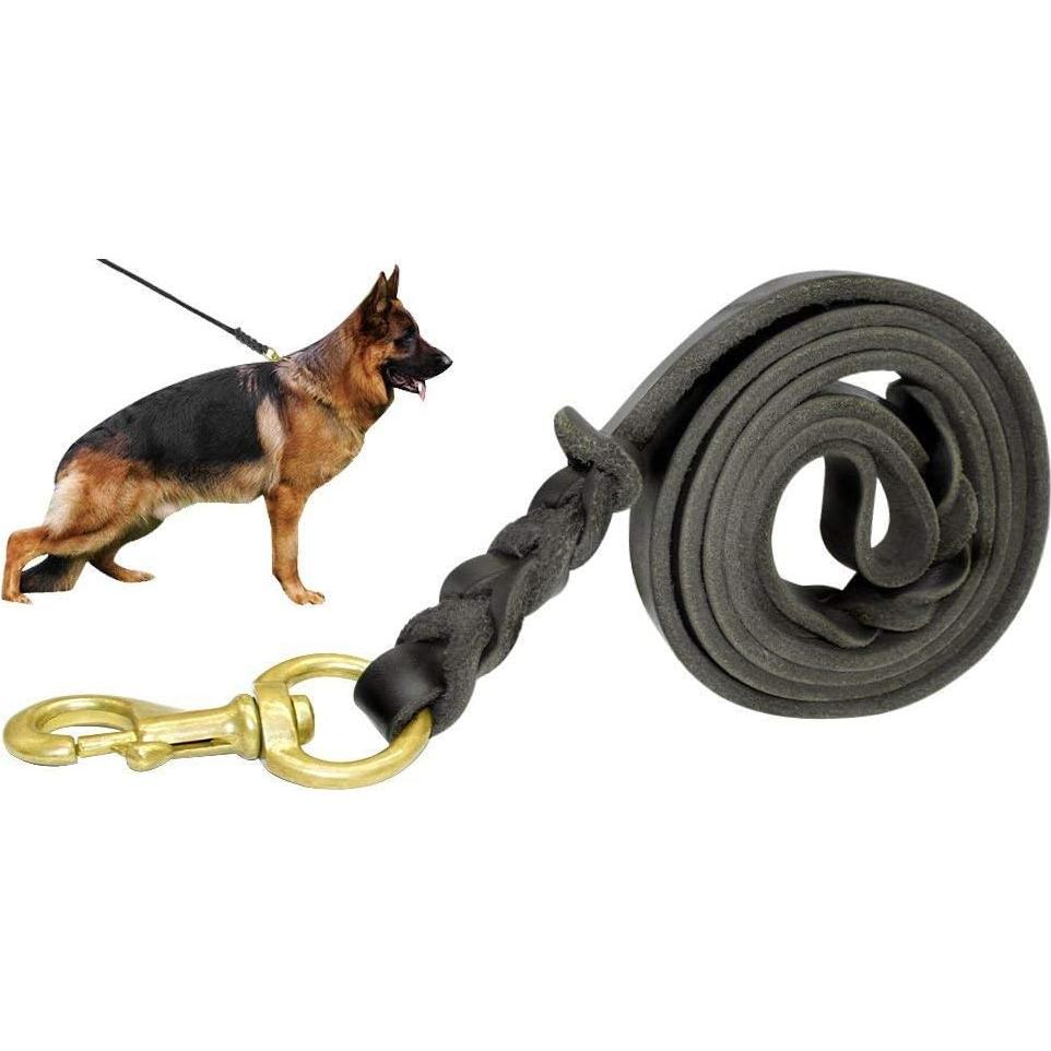 Correa de perro de cuero trenzada Beirui 1.1 m negra