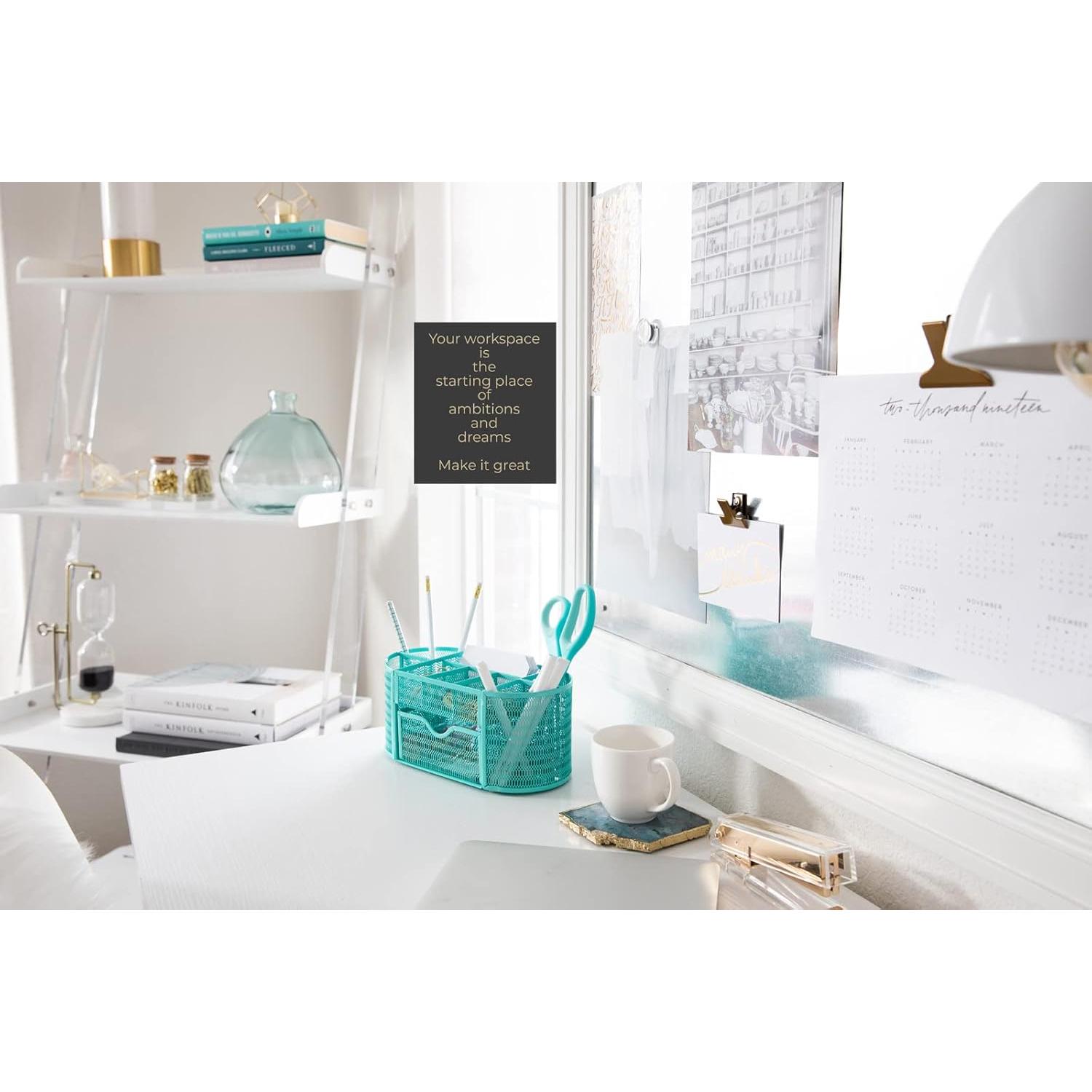 Organizador de Escritorio BLU MONACO Aqua - Metal Rectangular