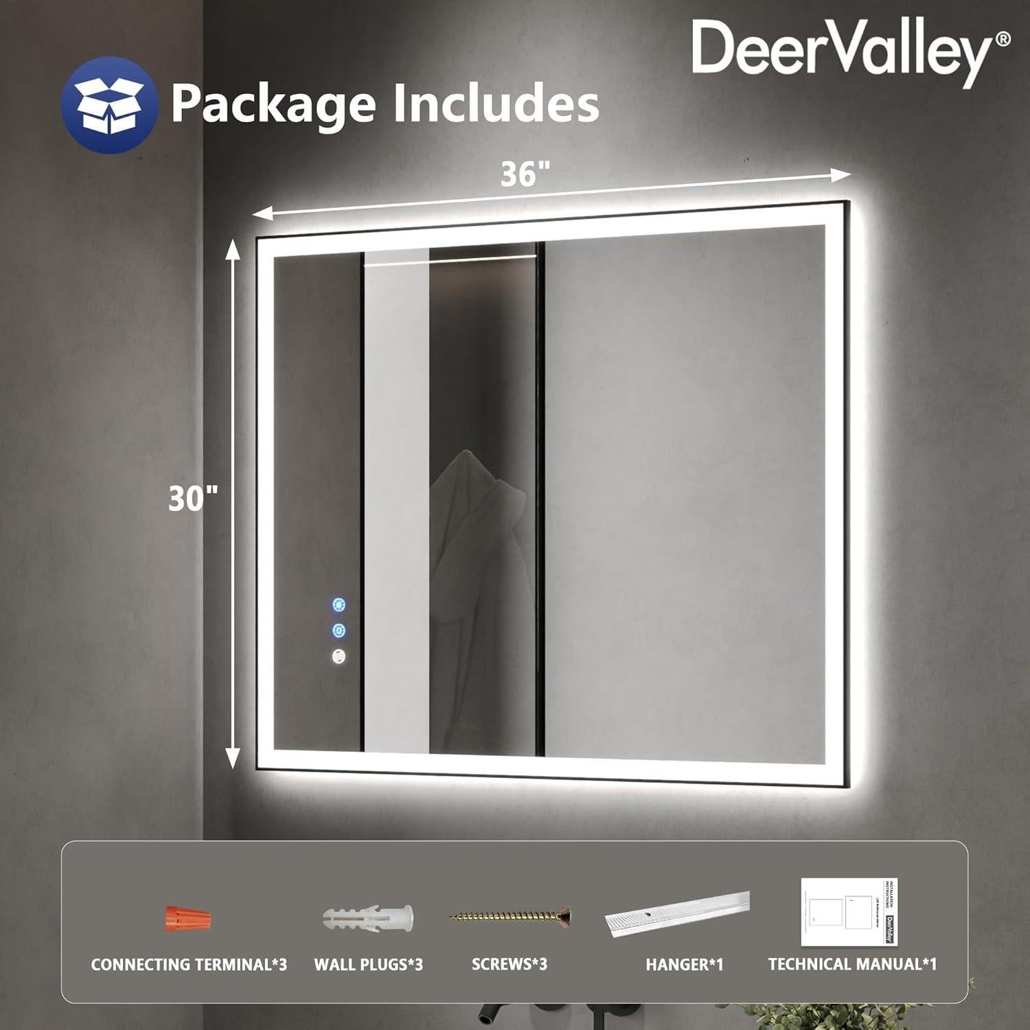 Espejo de Baño LED Deer Valley 76 x 91 cm Retroiluminado