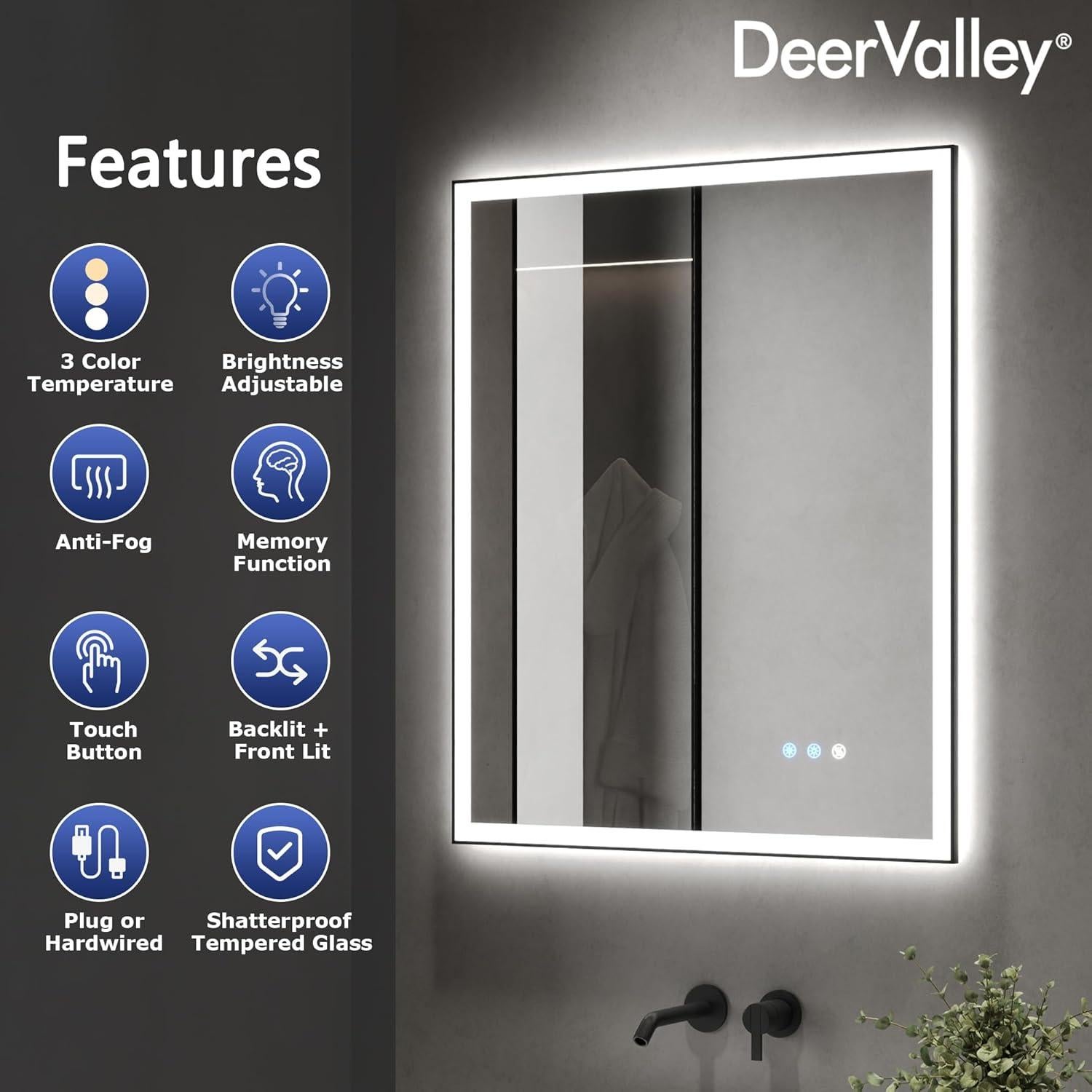 Espejo de Baño LED Deer Valley 76 x 91 cm Retroiluminado