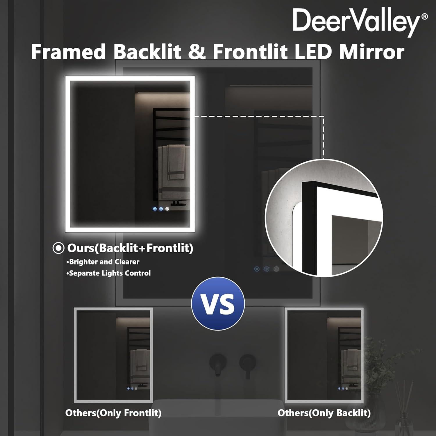 Espejo de Baño LED Deer Valley 76 x 91 cm Retroiluminado