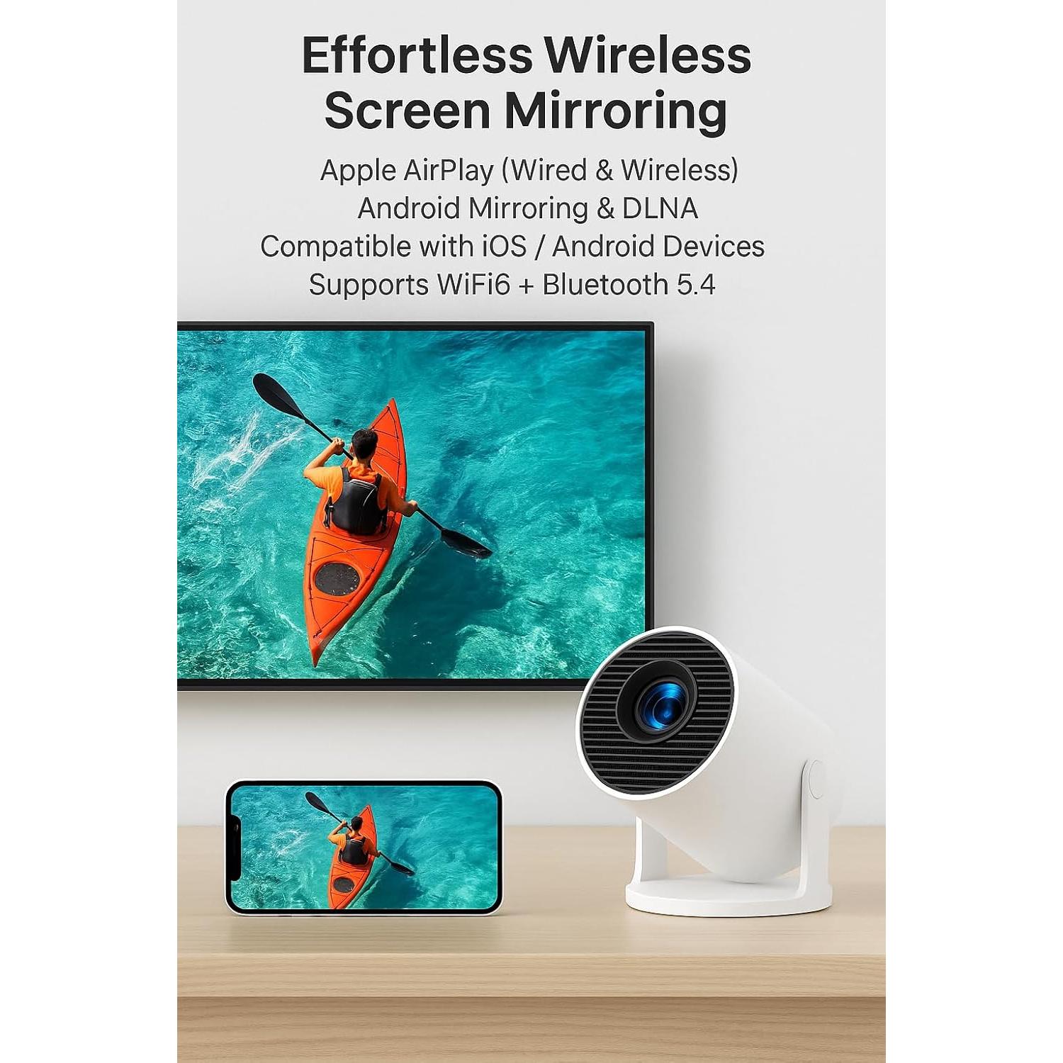 Mini Proyector NOBKLEN WiFi 6 Bluetooth 5.4 4K 1080P 200"