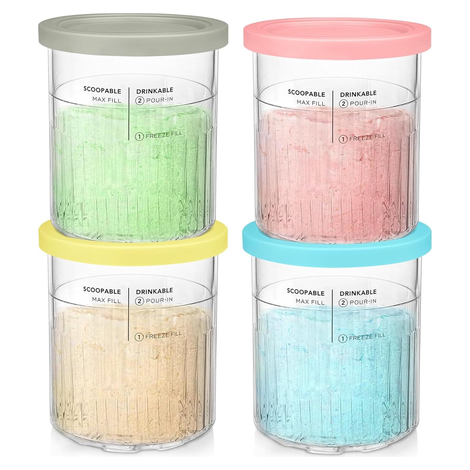 Recipientes y Tapas FIRJOY 24 oz para Ninja Creami Deluxe - Paquete de 4