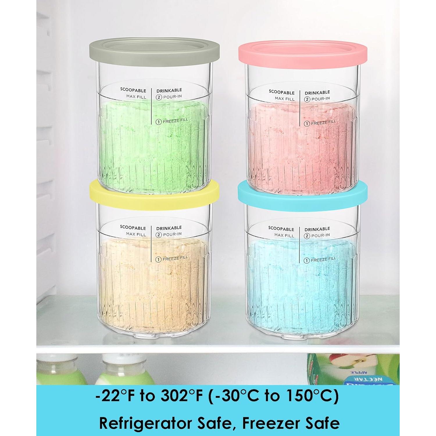 Recipientes y Tapas FIRJOY 24 oz para Ninja Creami Deluxe - Paquete de 4