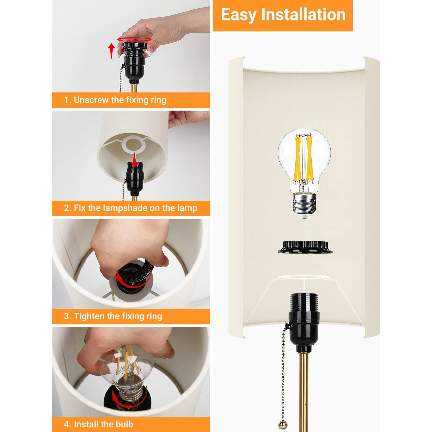 Lámpara de Mesa de Noche JUNNAI con Base de Mármol 46.99 cm