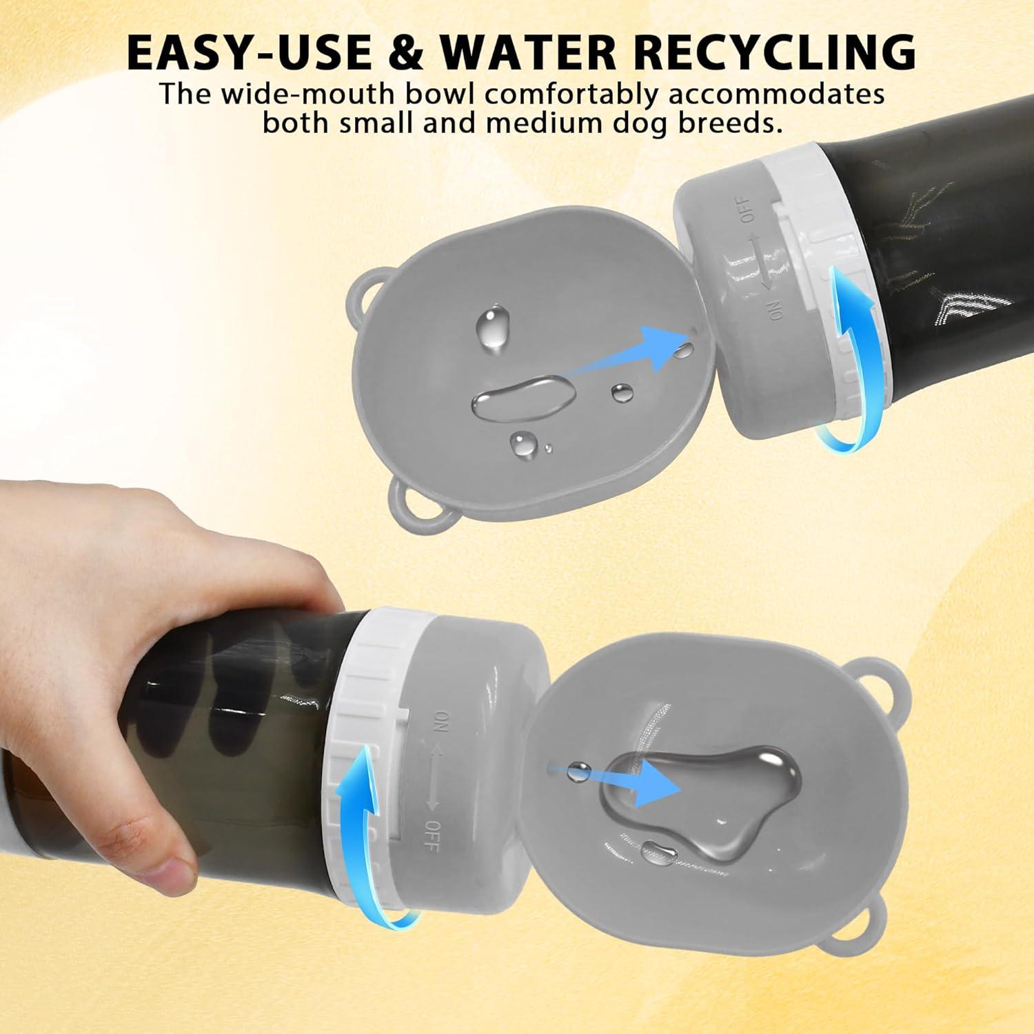 Botella 2 en 1 PawSailor Gris: Agua 400 ml + Comida 170 ml