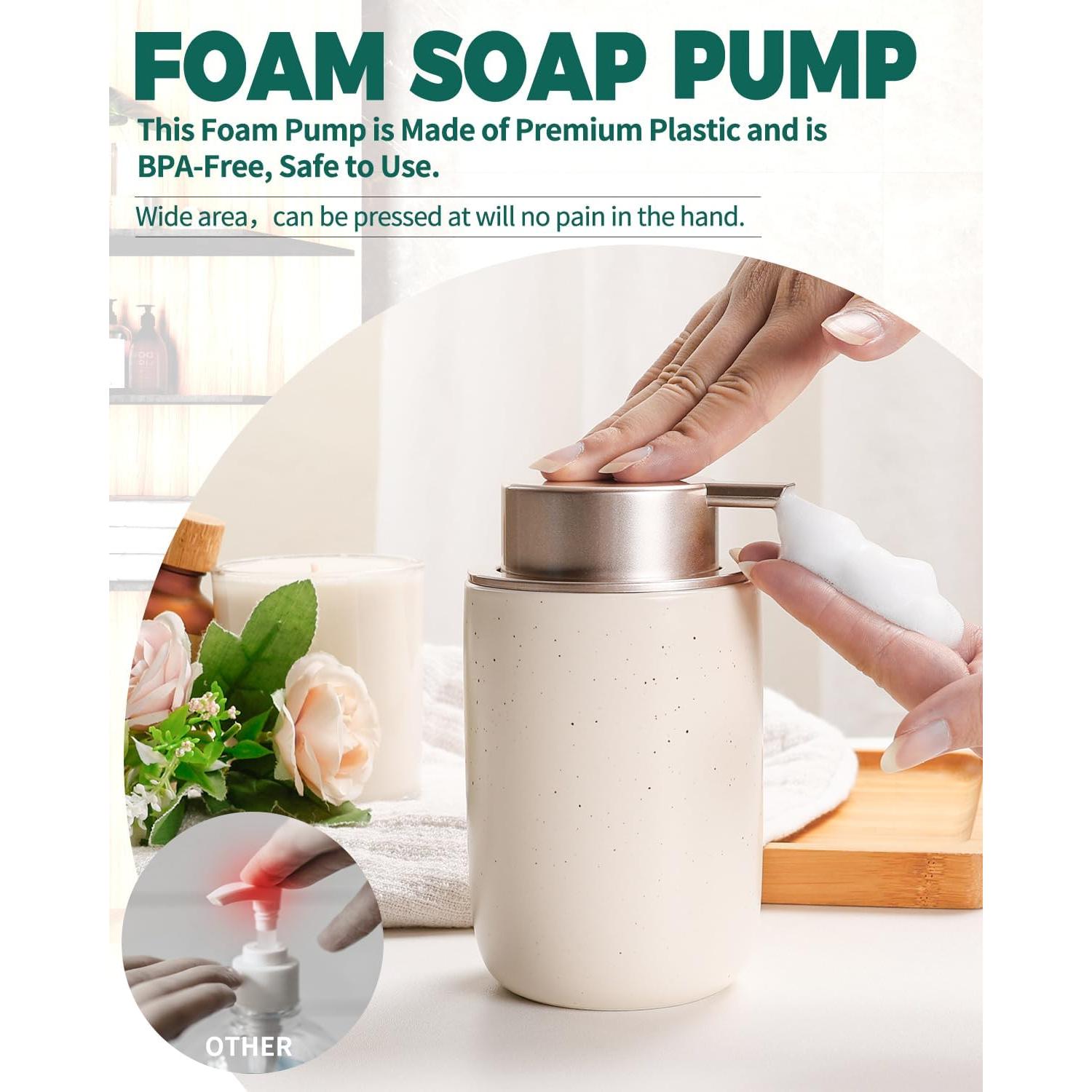 Dispensador de Jabón Espumoso BosilunLife Cerámica Albaricoque