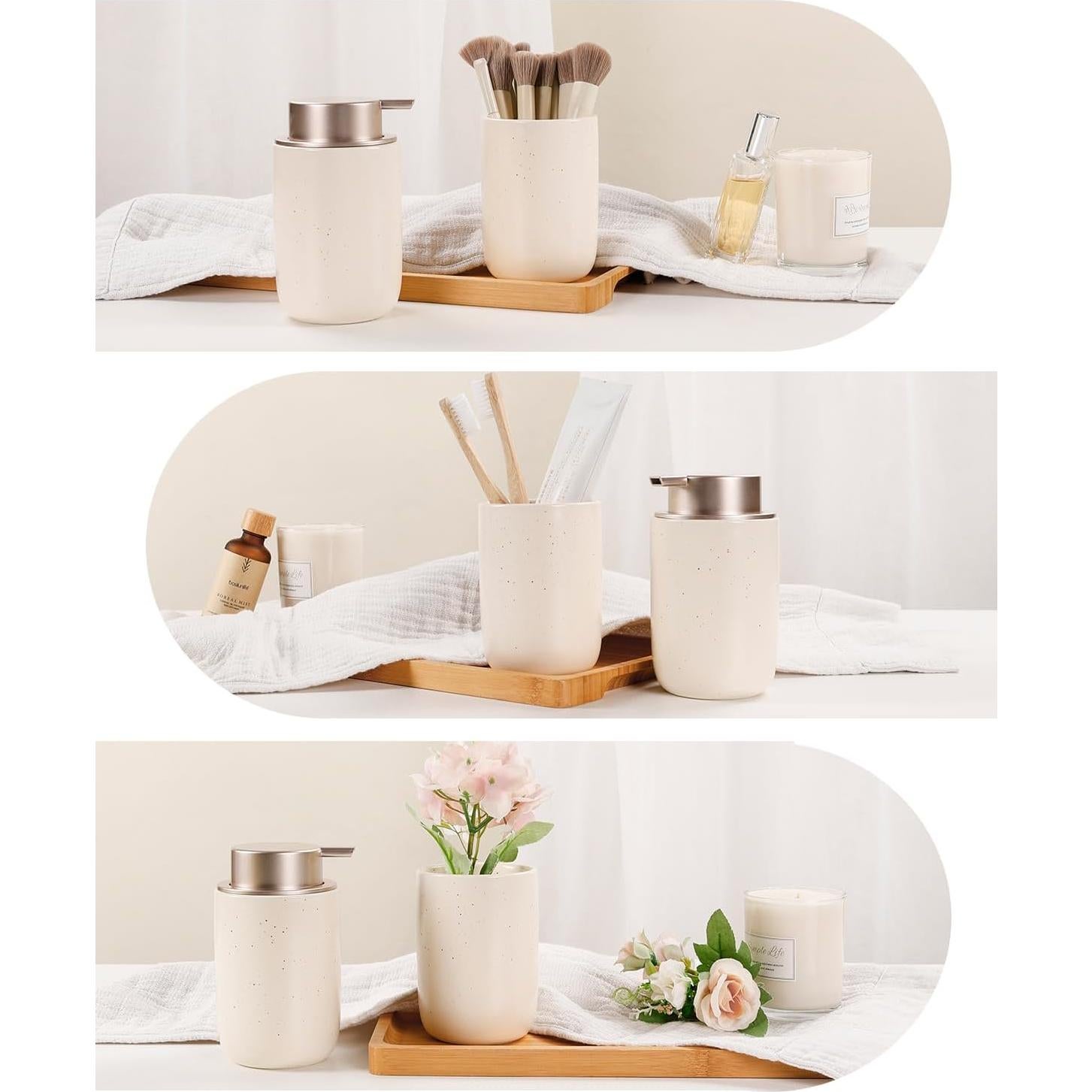 Dispensador de Jabón Espumoso BosilunLife Cerámica Albaricoque