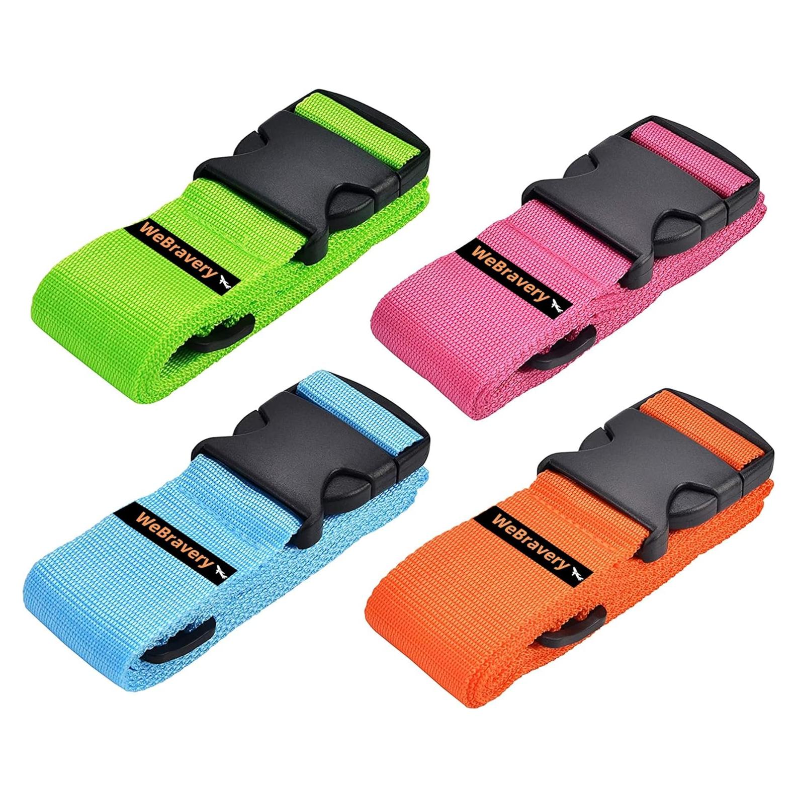 Correas de Equipaje Ajustables WeBravery 4Pcs Multicolor 200CM