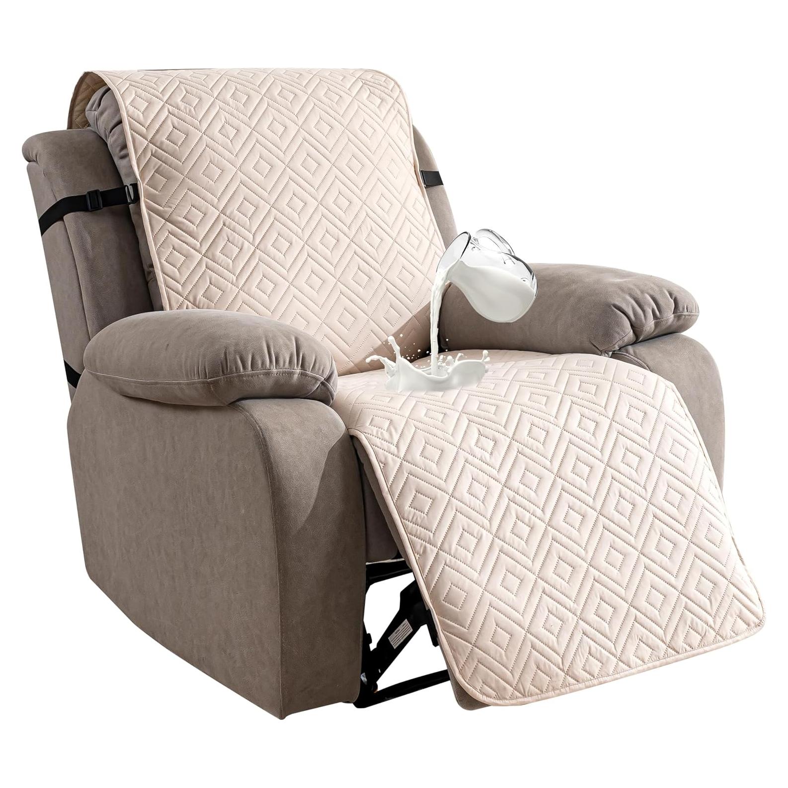 Funda de Sillón Reclinable Genina Beige 60 cm Impermeable Antideslizante