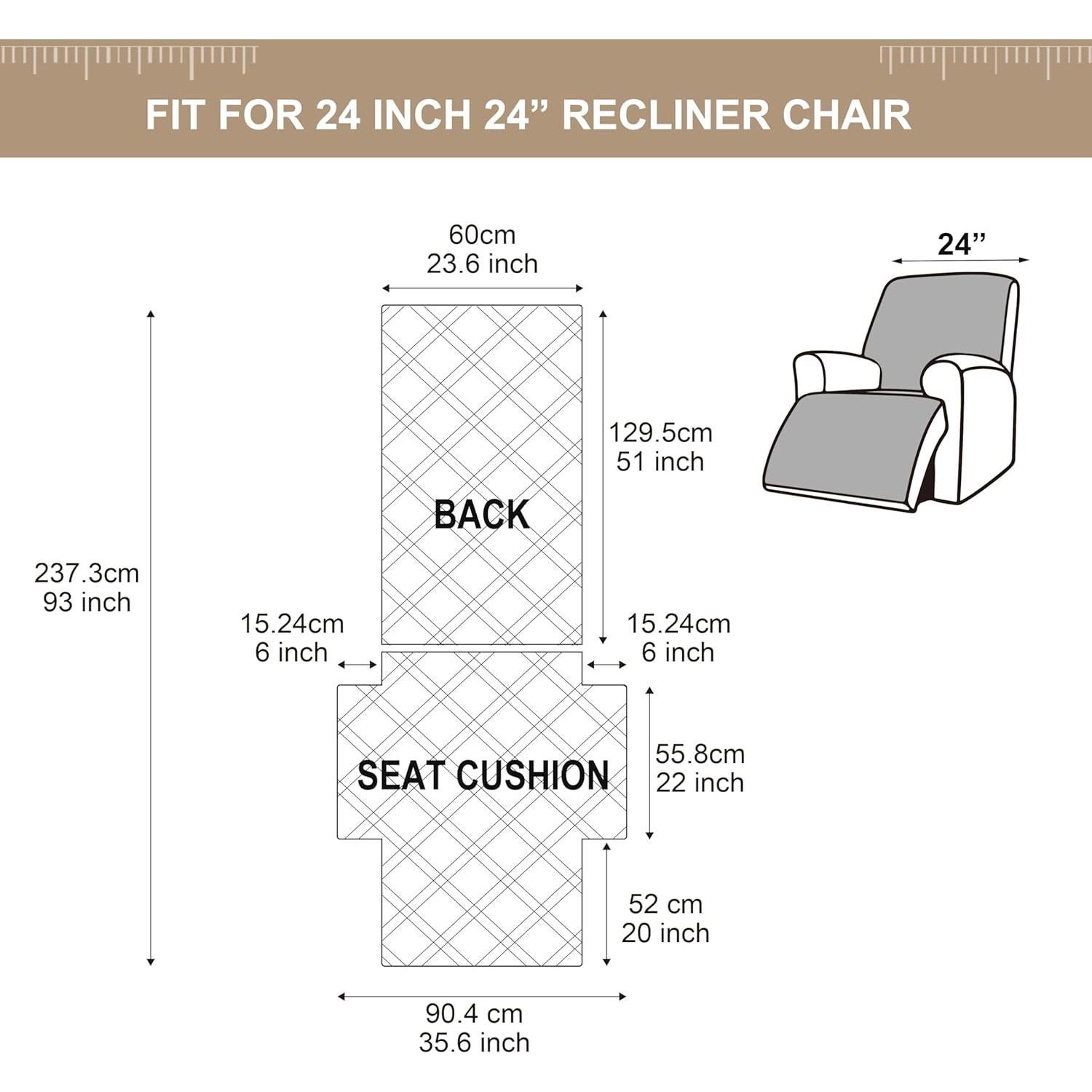Funda de Sillón Reclinable Genina Beige 60 cm Impermeable Antideslizante