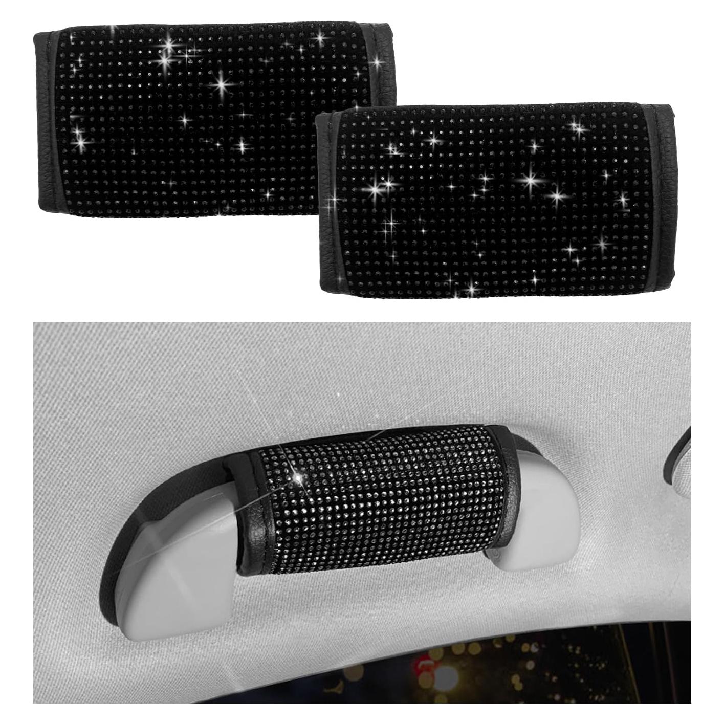 Funda de Agarre para Automóvil Sylvil 2 PCS Rhinestone Negro