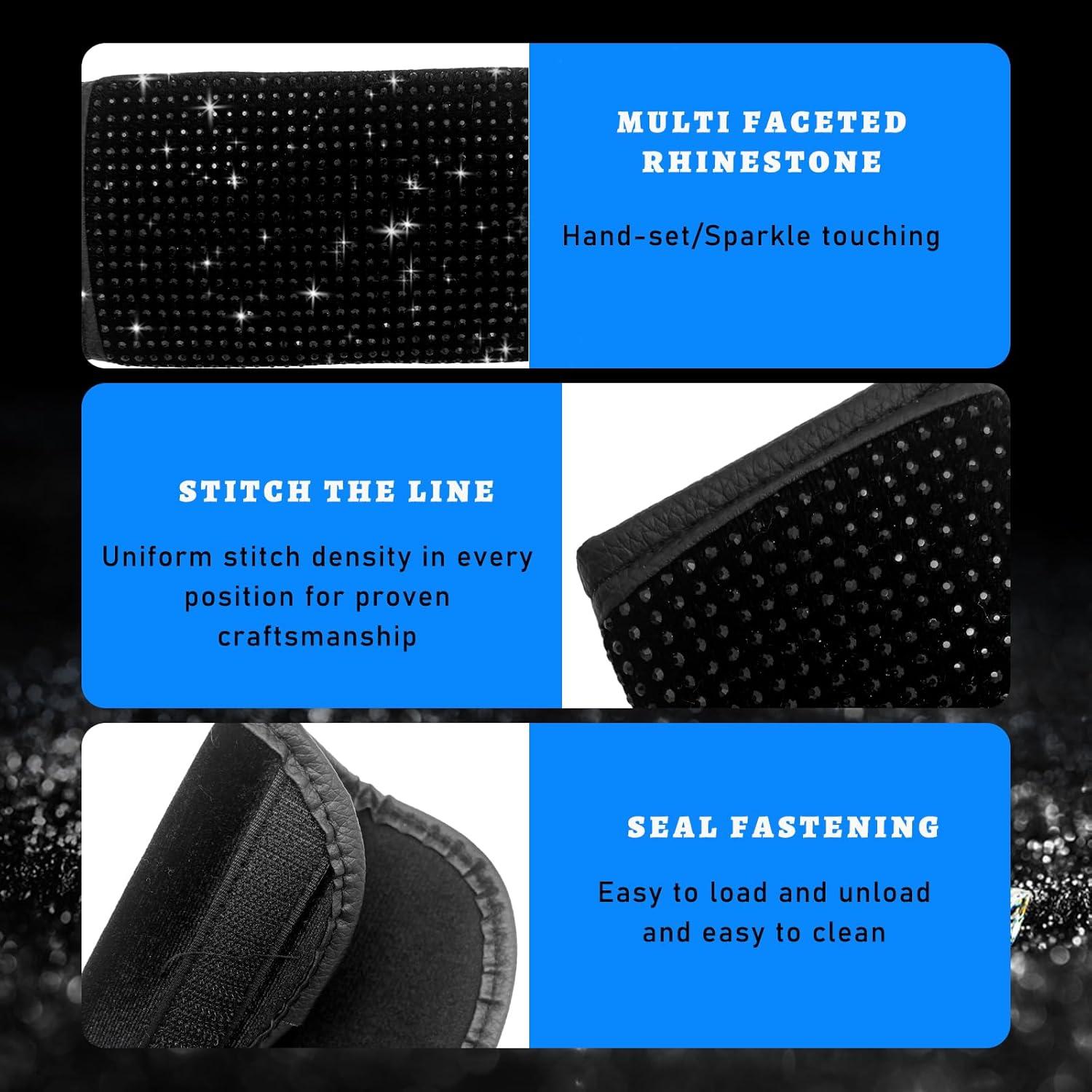 Funda de Agarre para Automóvil Sylvil 2 PCS Rhinestone Negro