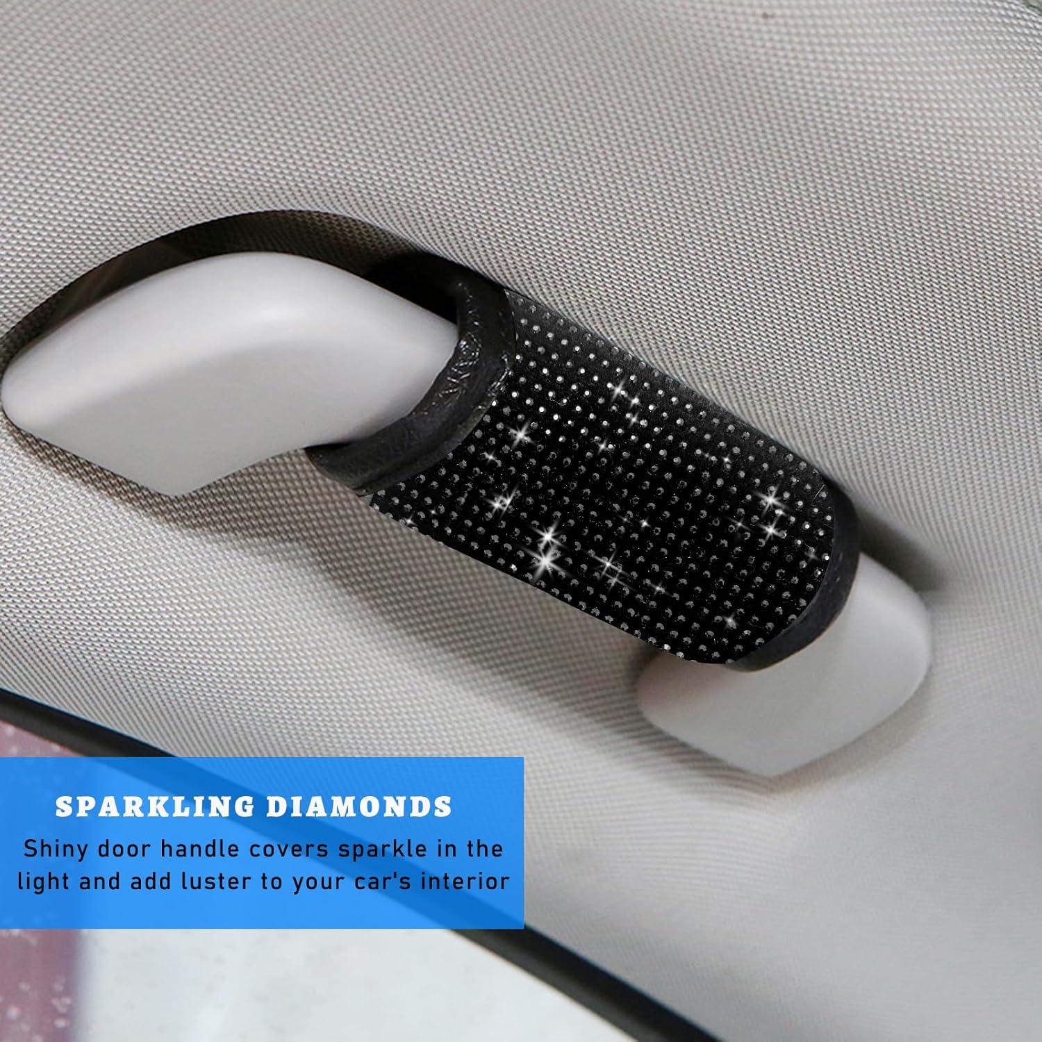 Funda de Agarre para Automóvil Sylvil 2 PCS Rhinestone Negro