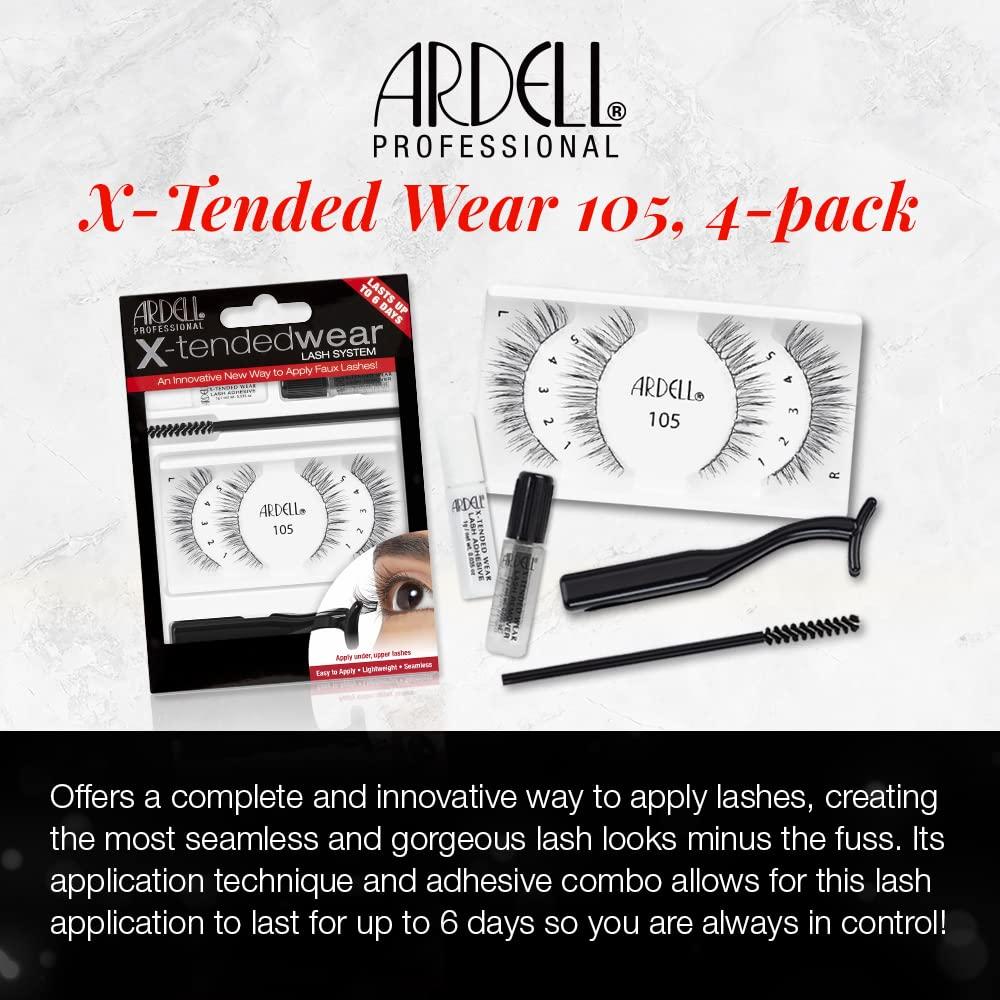 Pestañas Ardell X-tended Wear 105 - Kit 4 Paquetes Larga Duración