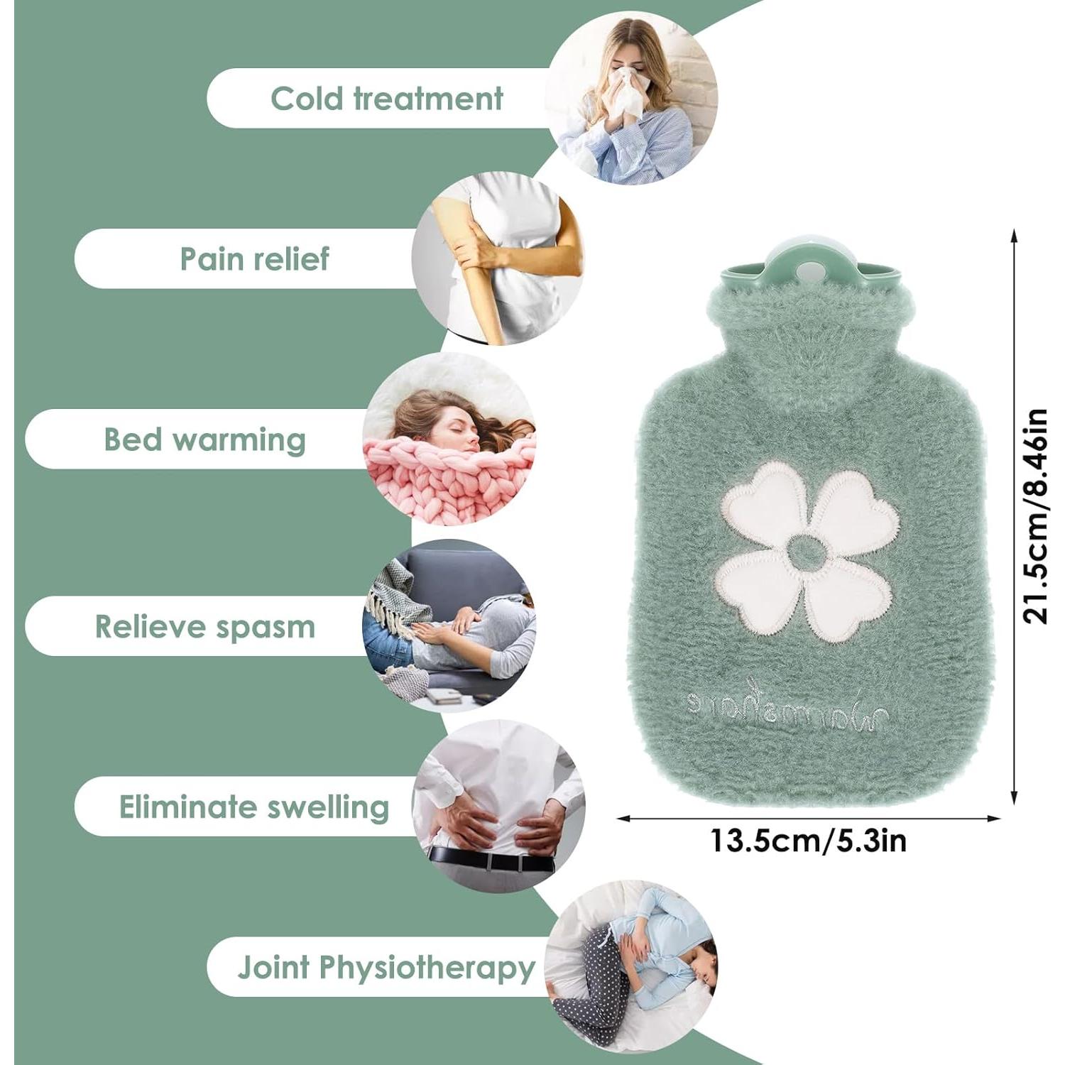 Bolsa de Agua Caliente 500ml DSLSQD Verde con Funda Suave