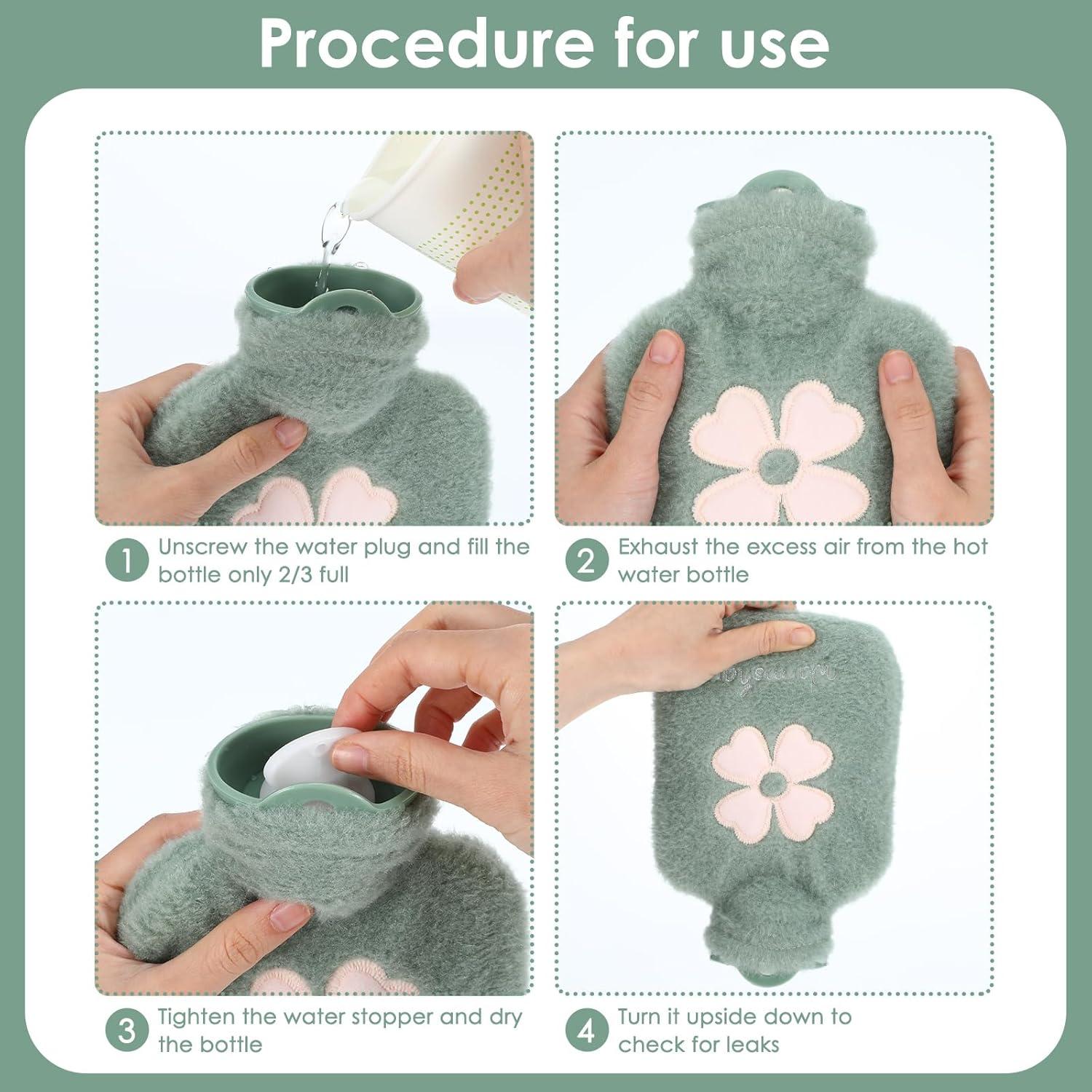 Bolsa de Agua Caliente 500ml DSLSQD Verde con Funda Suave