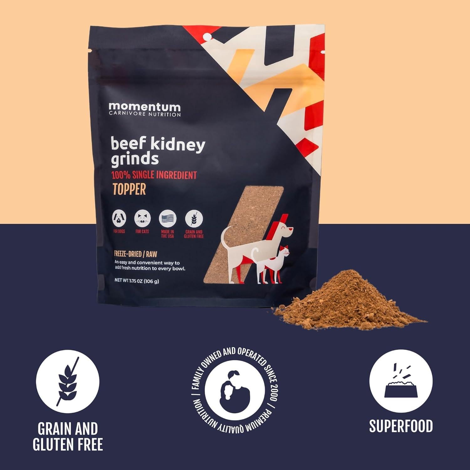 Alimento Deshidratado para Mascotas Momentum Carnivore 106.3g Riñón de Res