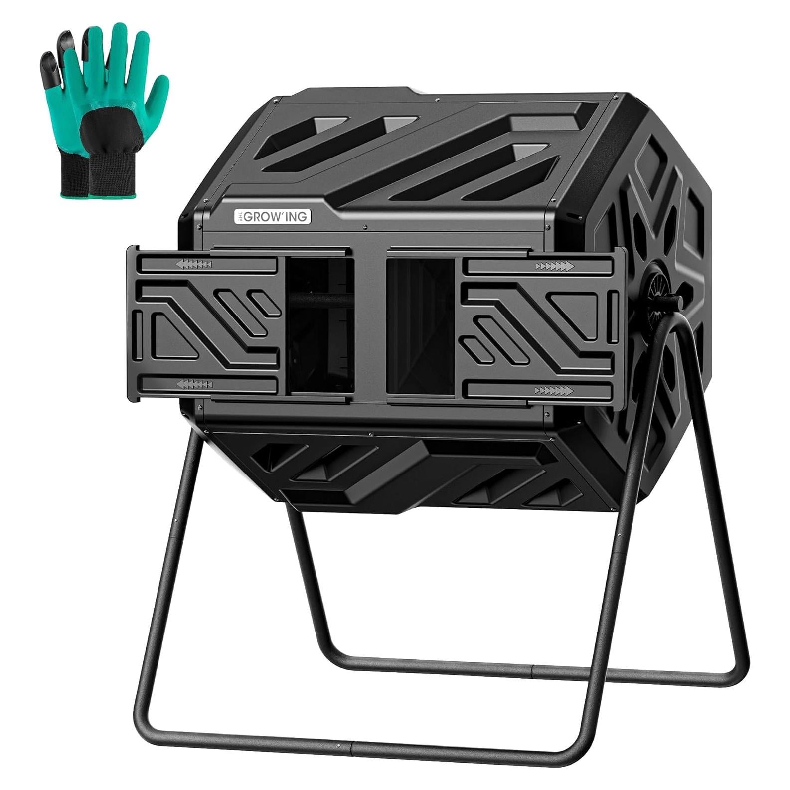 Contenedor de Compostaje Giratorio THE GROW'ING 162.76L Negro