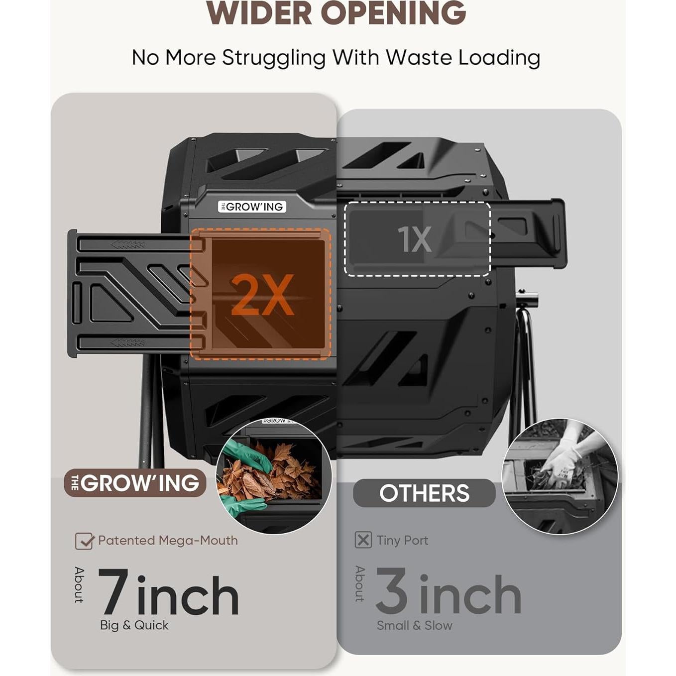 Contenedor de Compostaje Giratorio THE GROW'ING 162.76L Negro