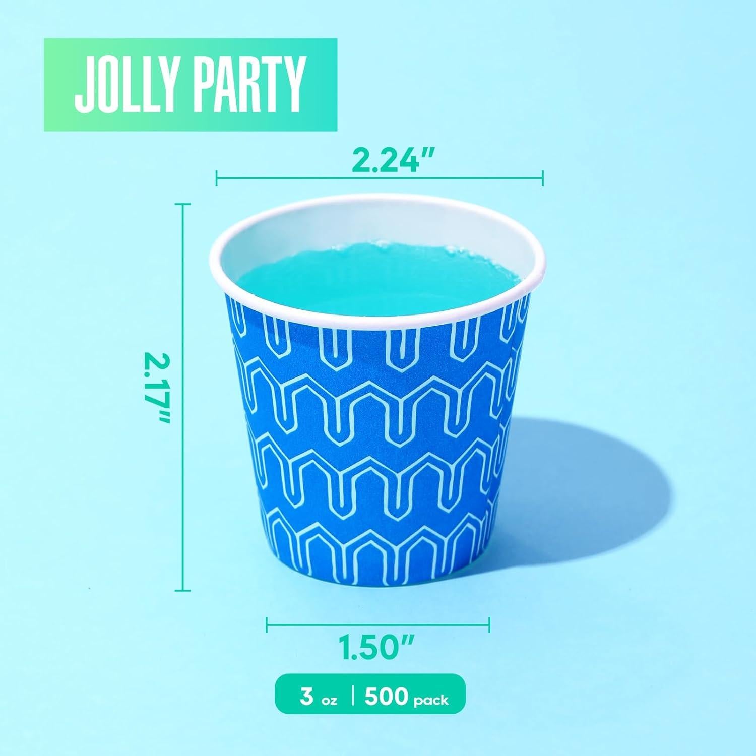Vasos de Papel Desechables JOLLY PARTY 3 oz - 500 Unidades