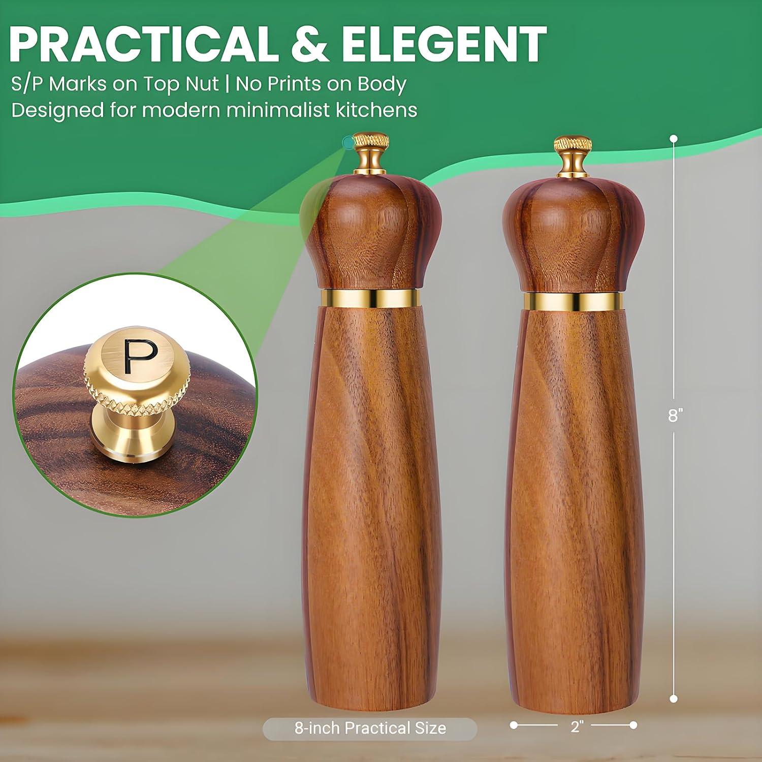 Juego de Molinillos de Sal y Pimienta Mosuniro 20.32 cm Madera