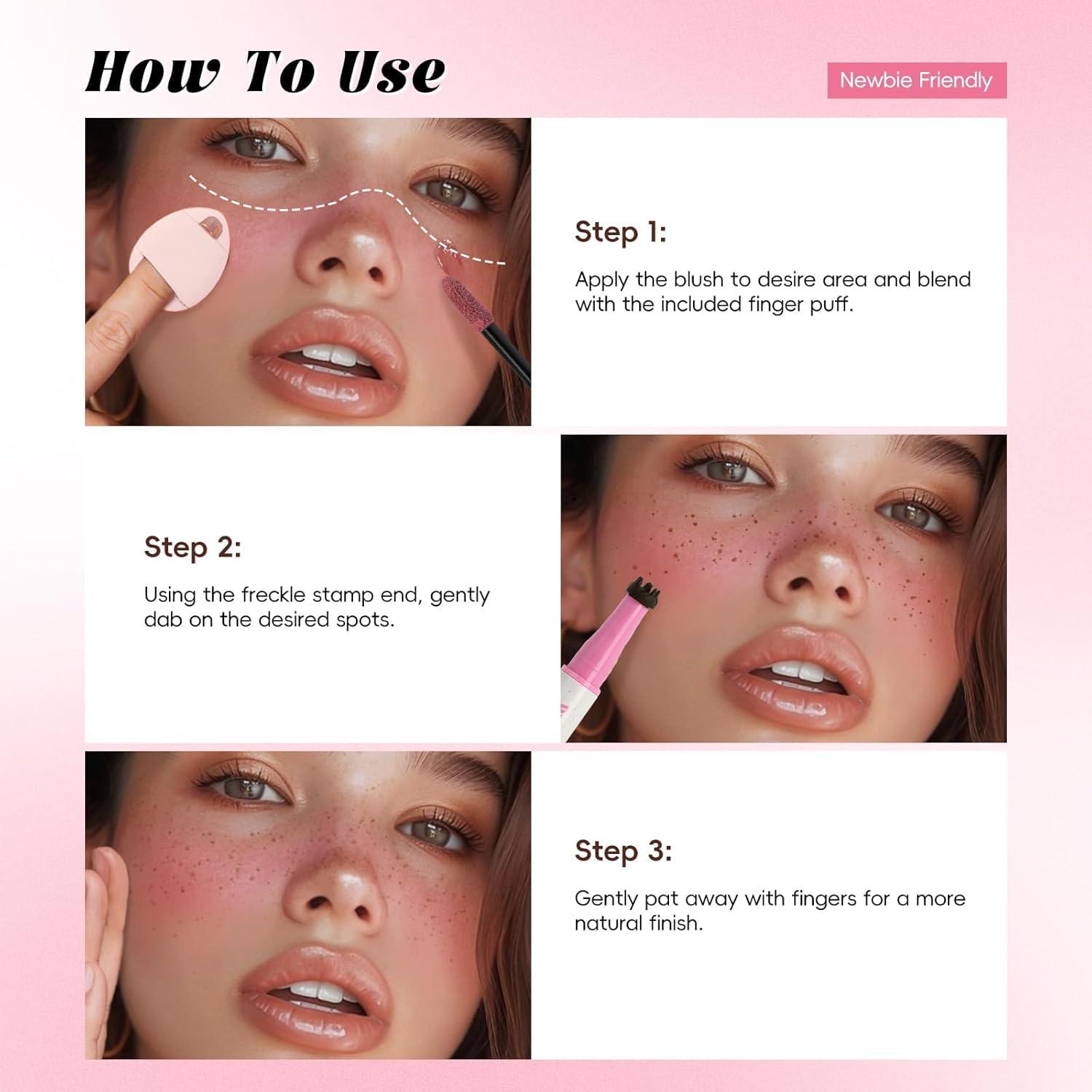 Bolígrafo de Pecas 2 en 1 CHANRAN Marrón Oscuro y Rubor Coral