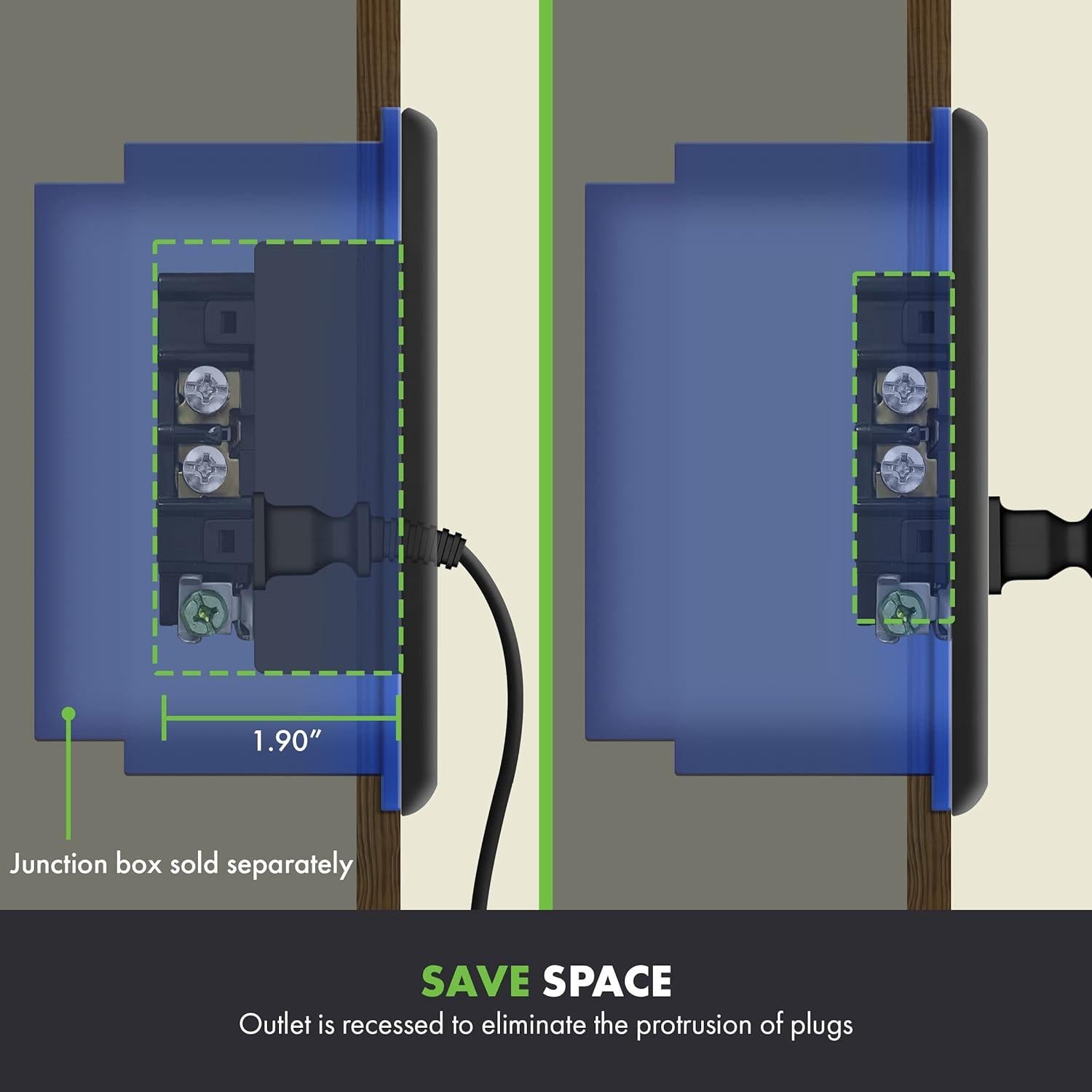 Toma de Corriente Empotrada TOPGREENER 1-Gang 15A 125V Negro